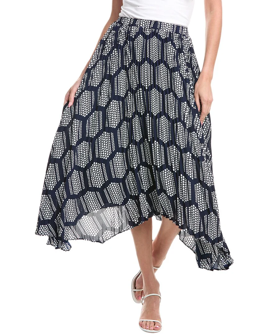 T Tahari Pleated Sharkbite Maxi Skirt