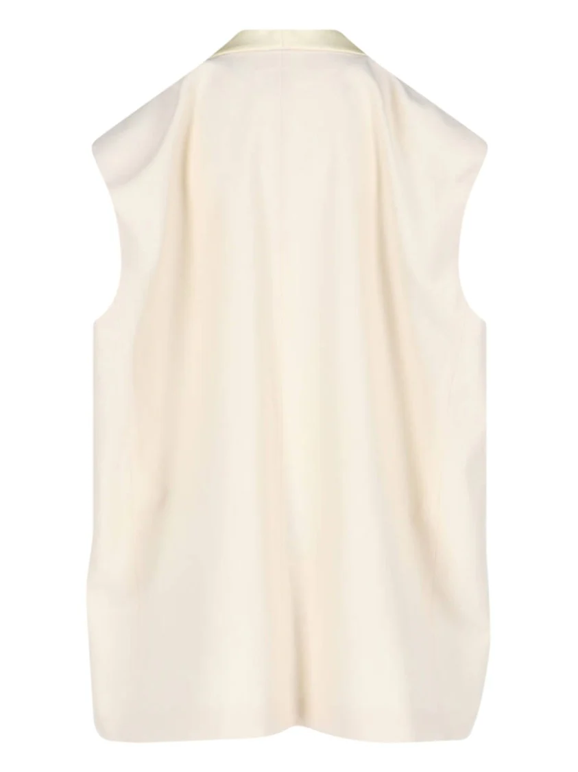 Virgin Wool Blend Vest Jacket – Cream