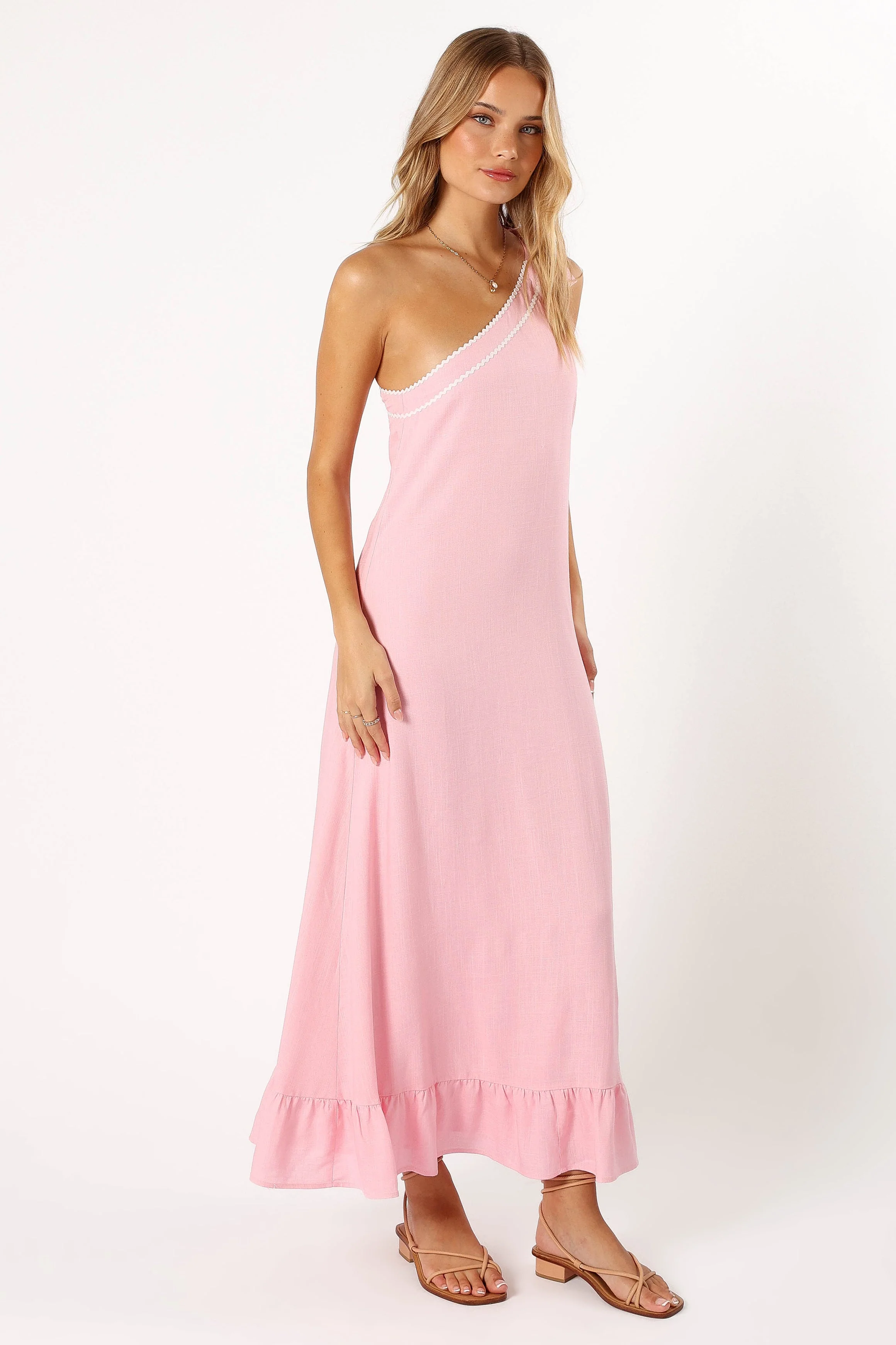 Fleaur One Shoulder Maxi Dress - Pink