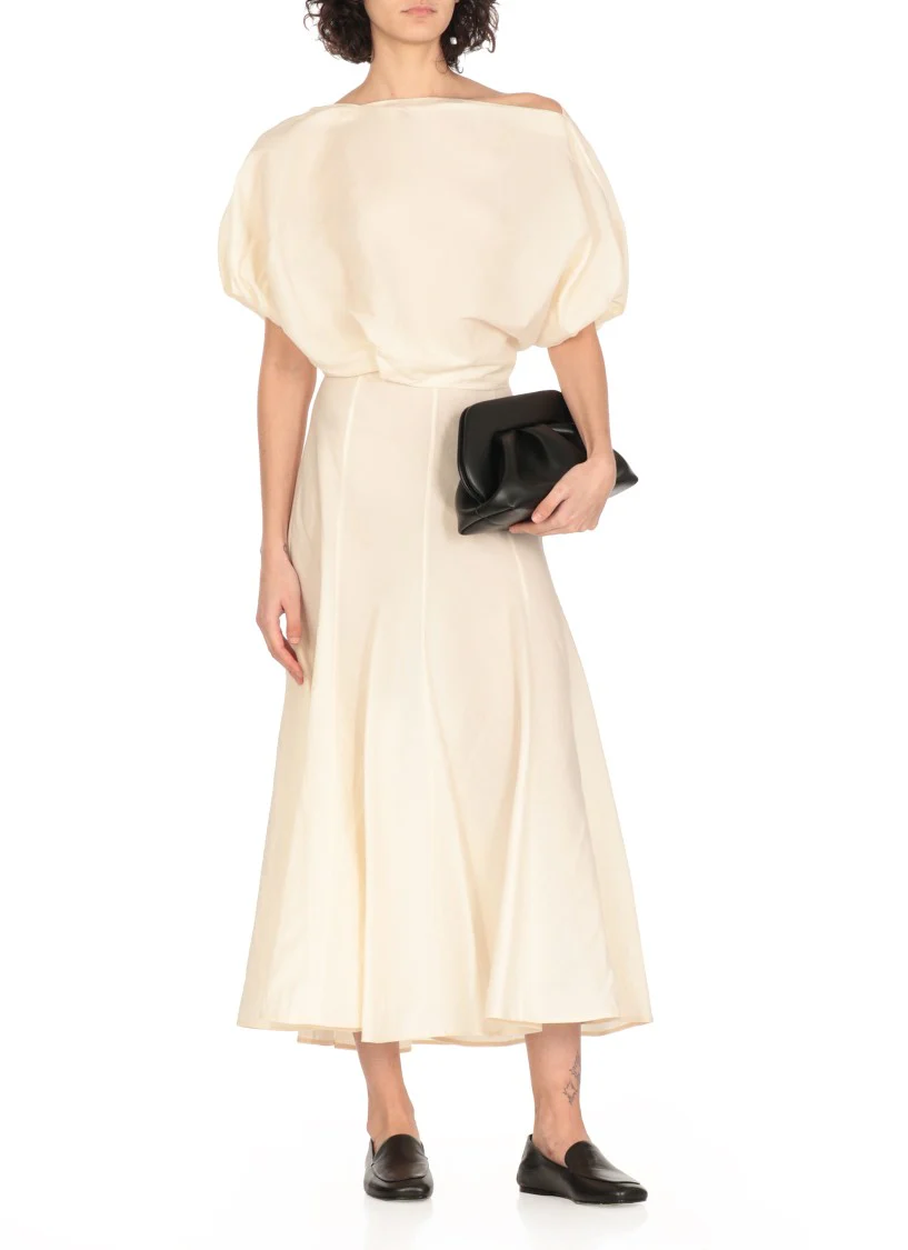 Natural Natural Khaite Silk And Cotton Skirt