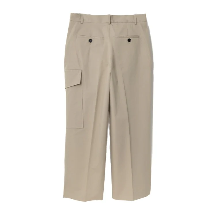 Relaxed Fit Beige Cargo Pants With Straight Leg Design