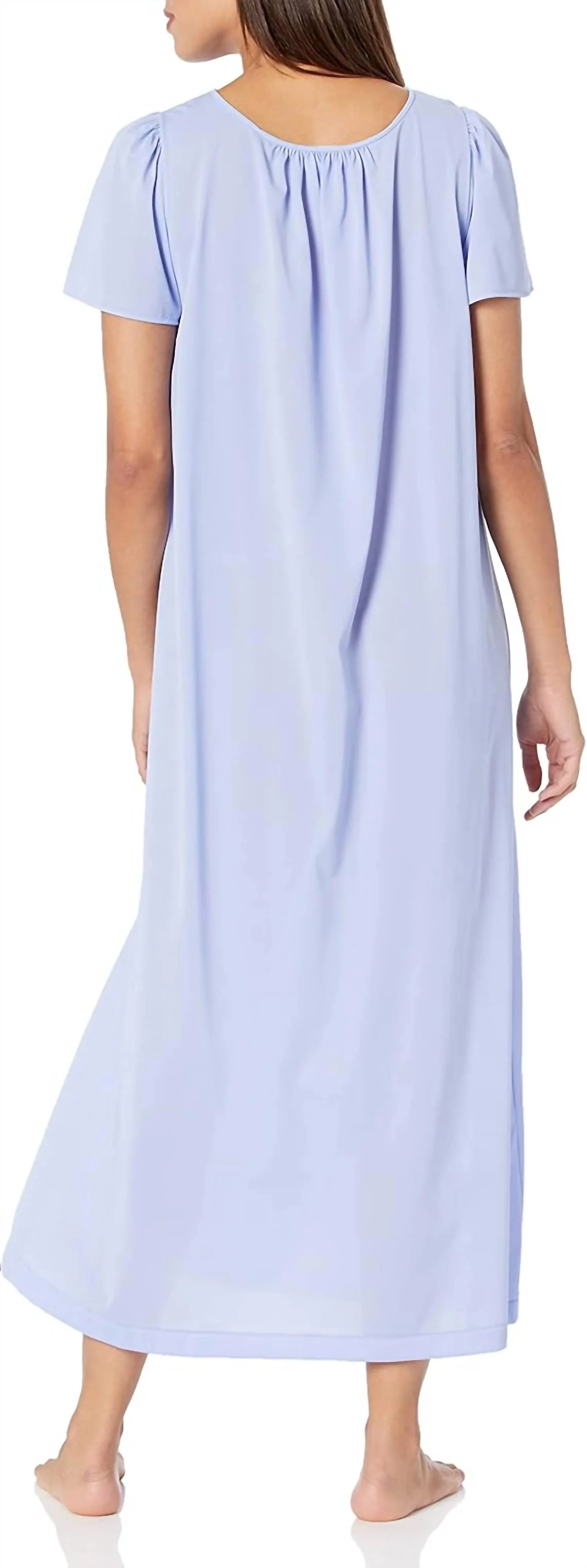 Long Gown With Flower Petal Embroidery And Flutter Sleeves In Lilac