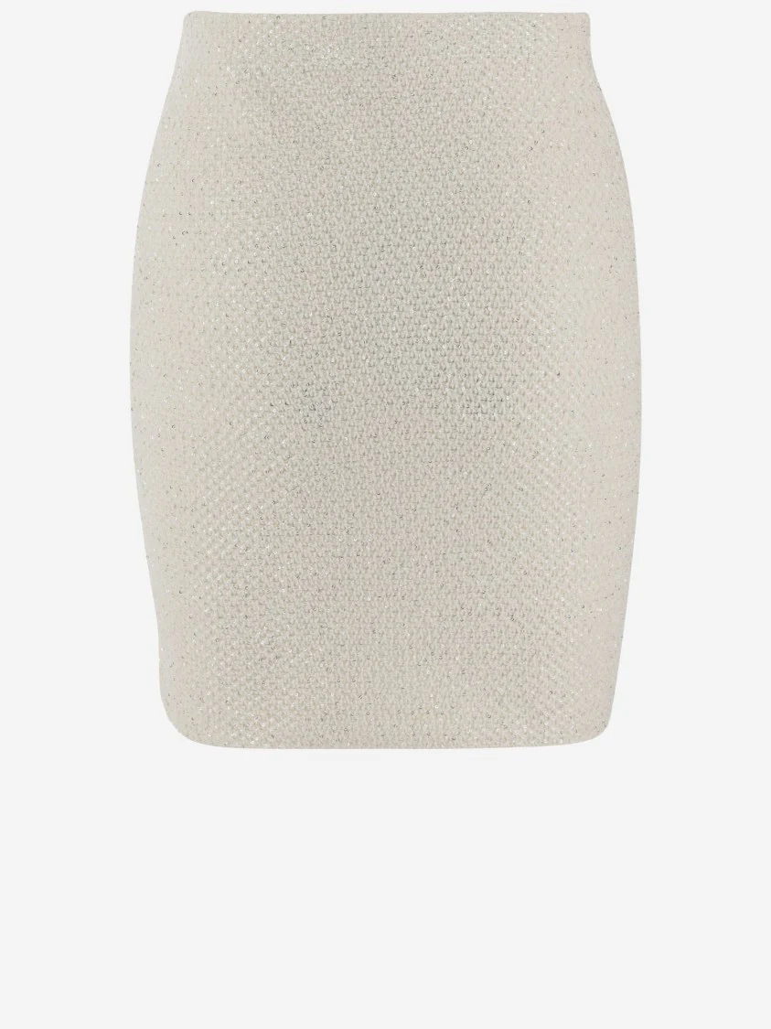 High-Waisted Sequin Knit Skirt