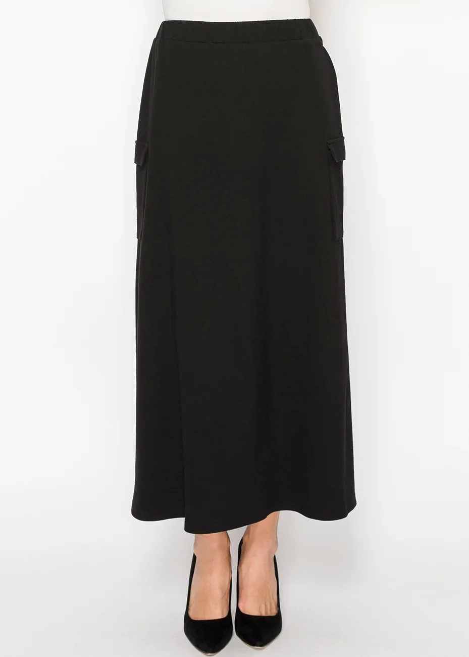 Classic Black A-Line Skirt with Pockets