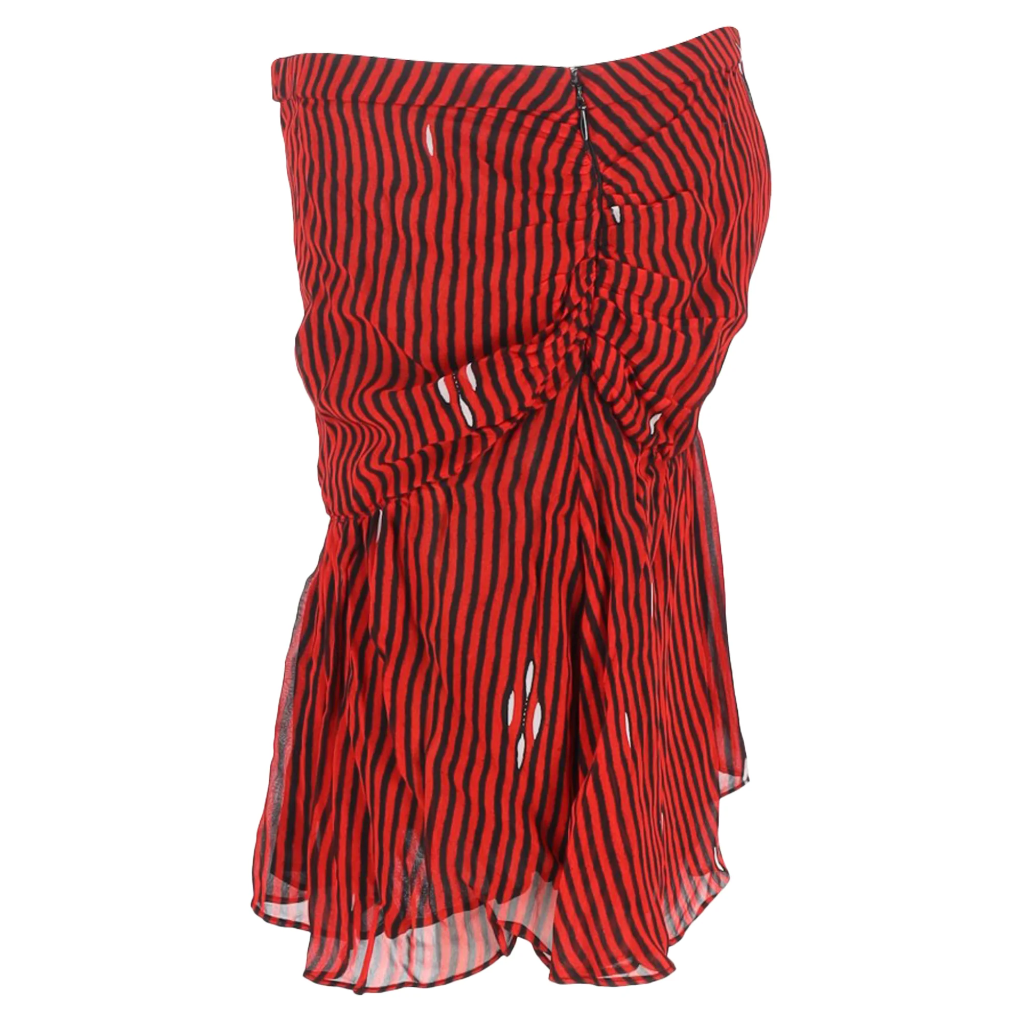 Etoile Isabel Marant Stripe Mini Ruffled Skirt in Red Viscose