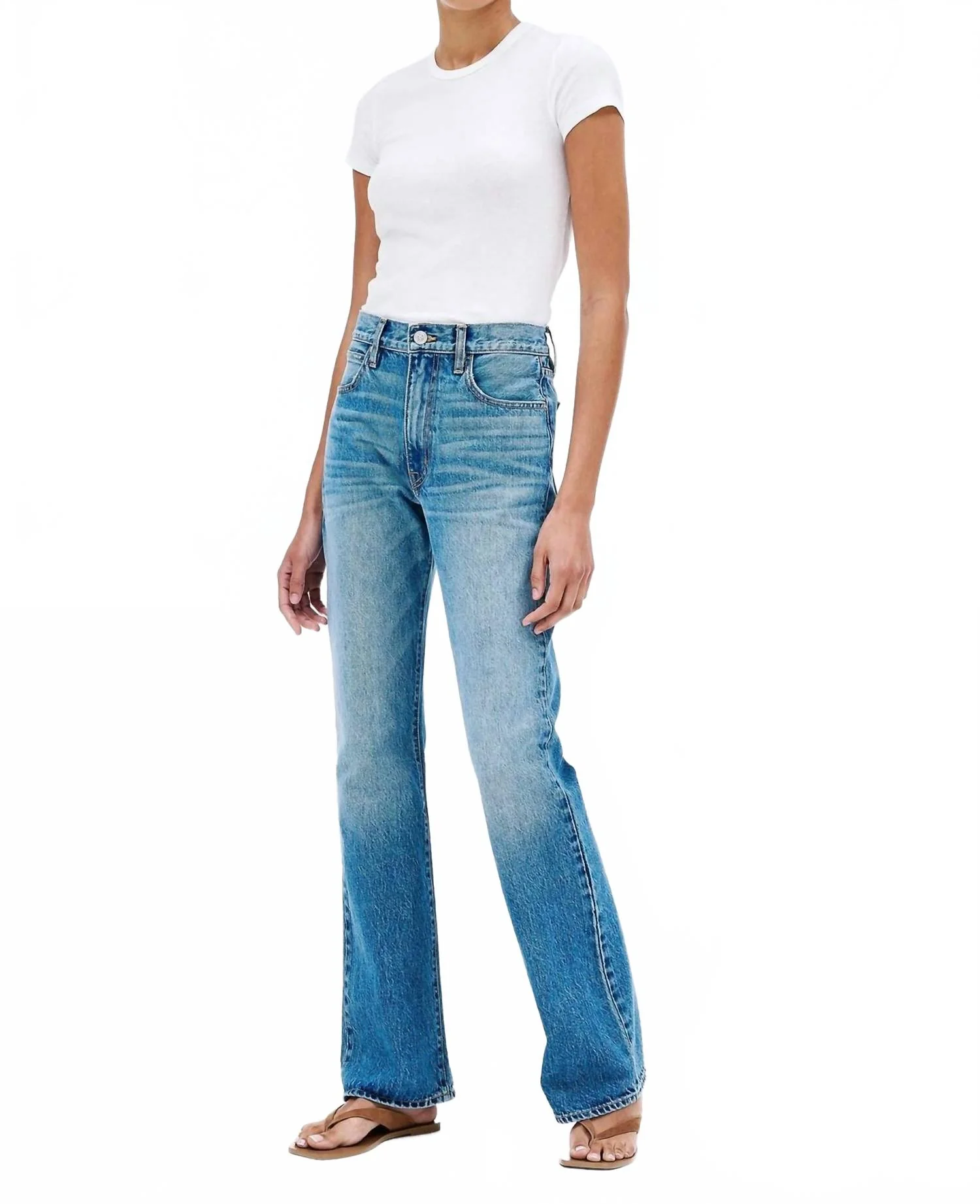 Anita High Rise Boot Cut Jeans In Satisfied Mind Blue