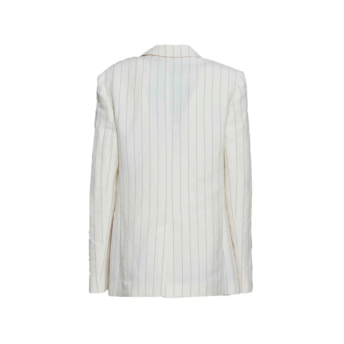 Micron Single-Breasted Jacket In White Pinstriped Canvas