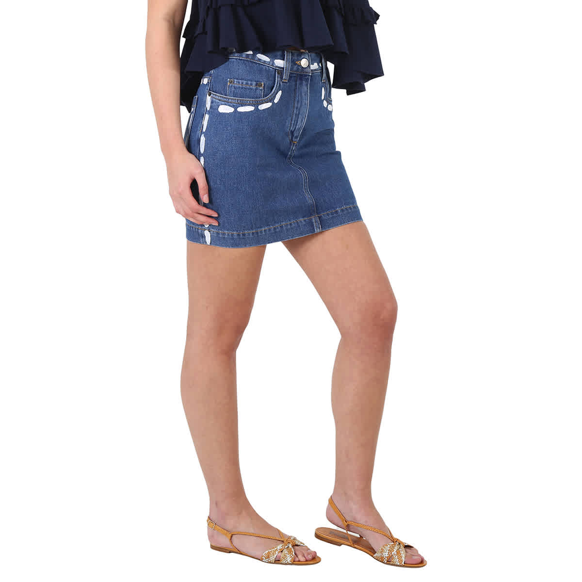 Moschino Ladies Cotton Denim Mini Skirt