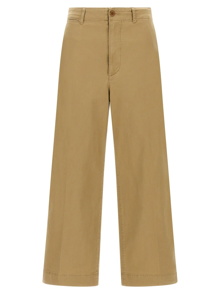 Wide-Leg Cropped Pants With Zip Closure