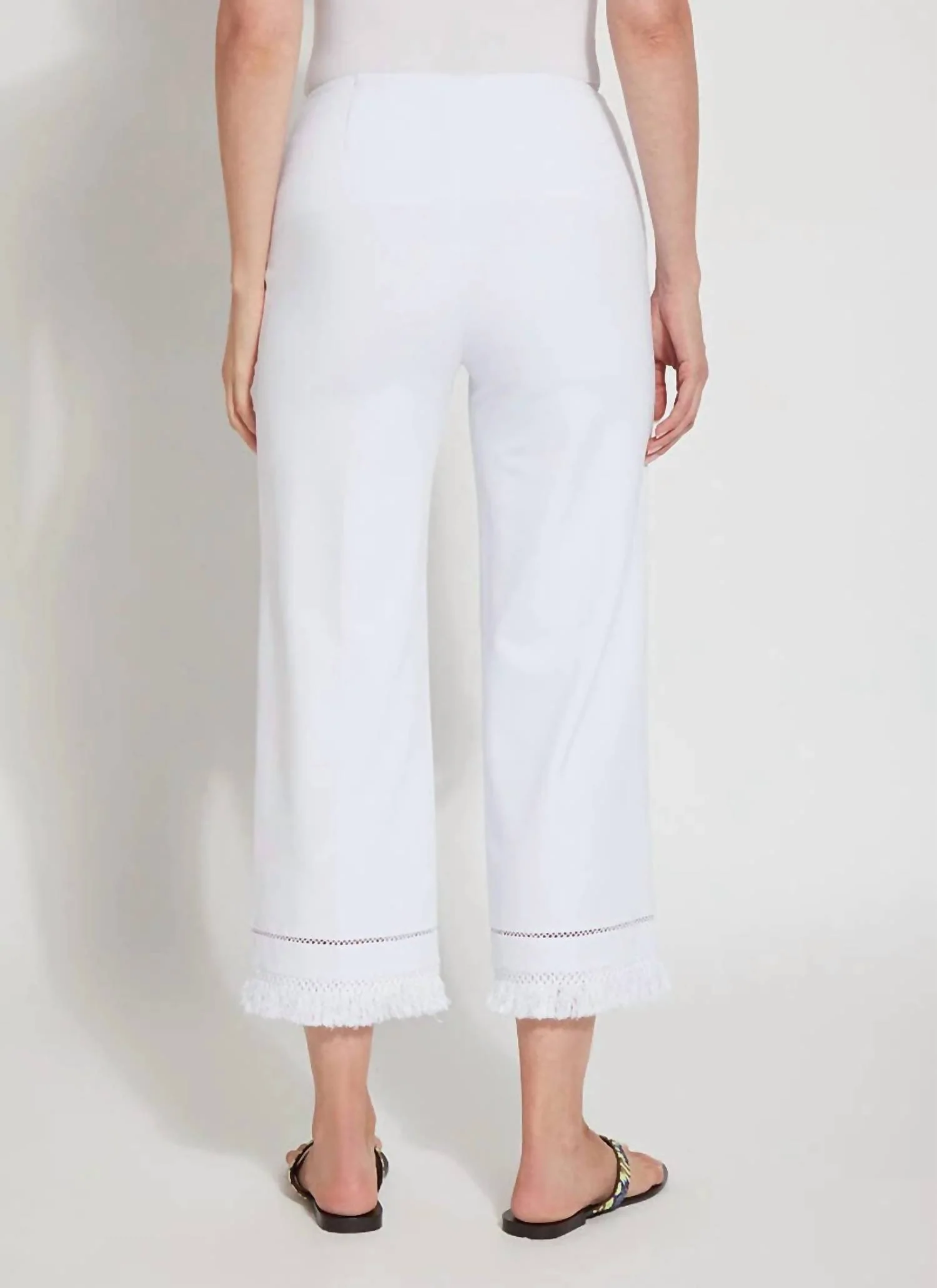 Coastal Wide Leg Fringe Pants In White