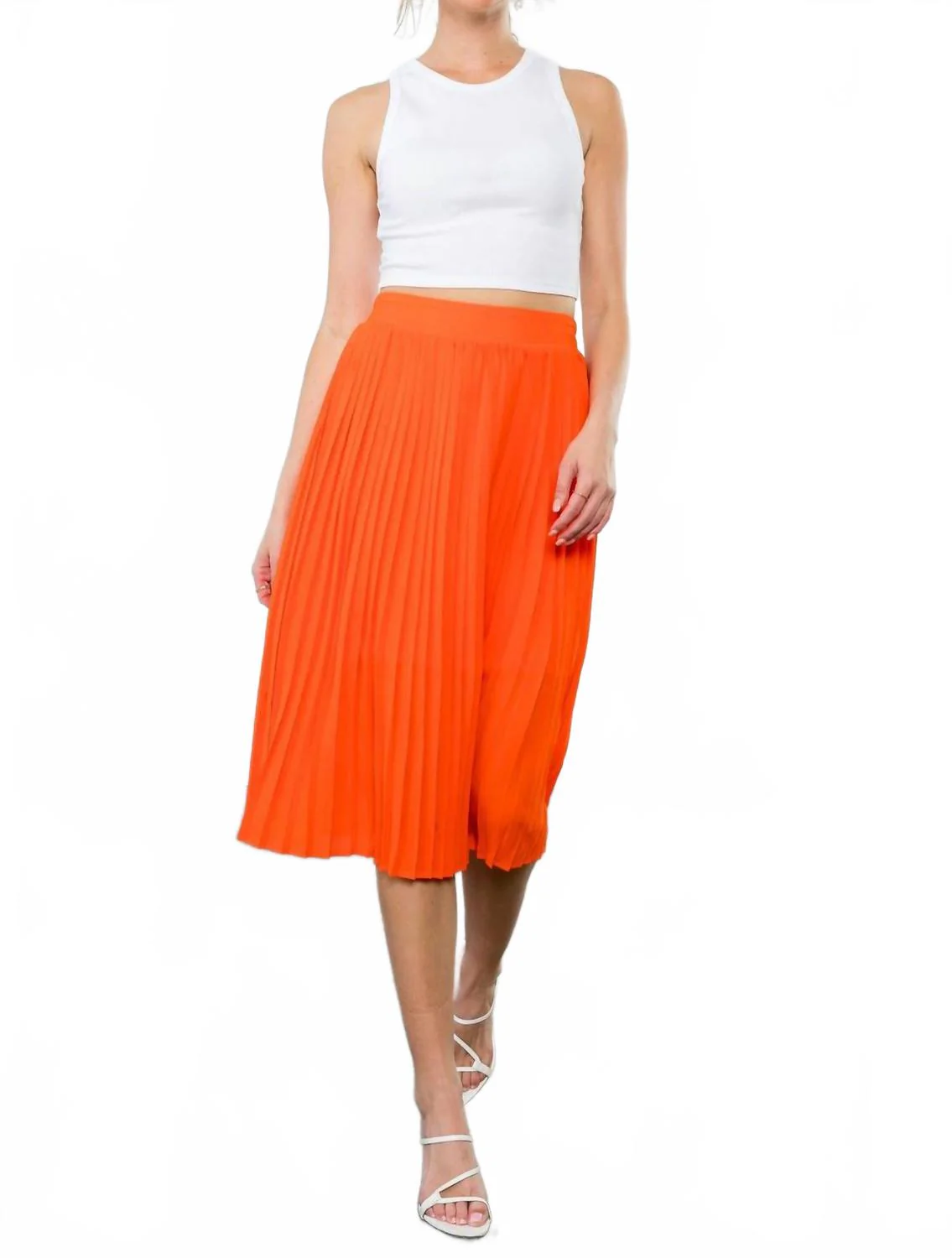 Cheerful Pleats Skirt In Orange