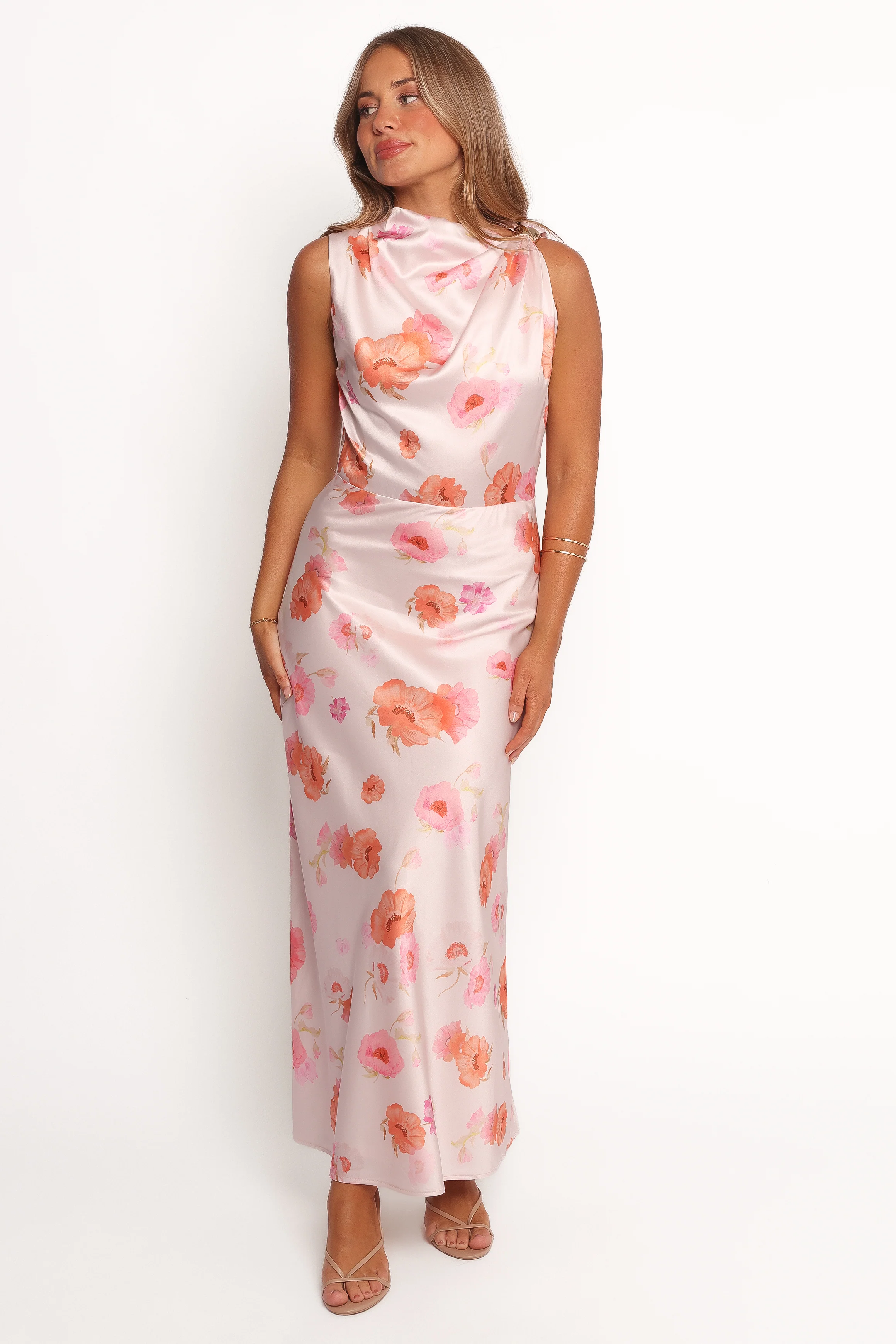 Frayla Halter Midi Dress - Pink Floral