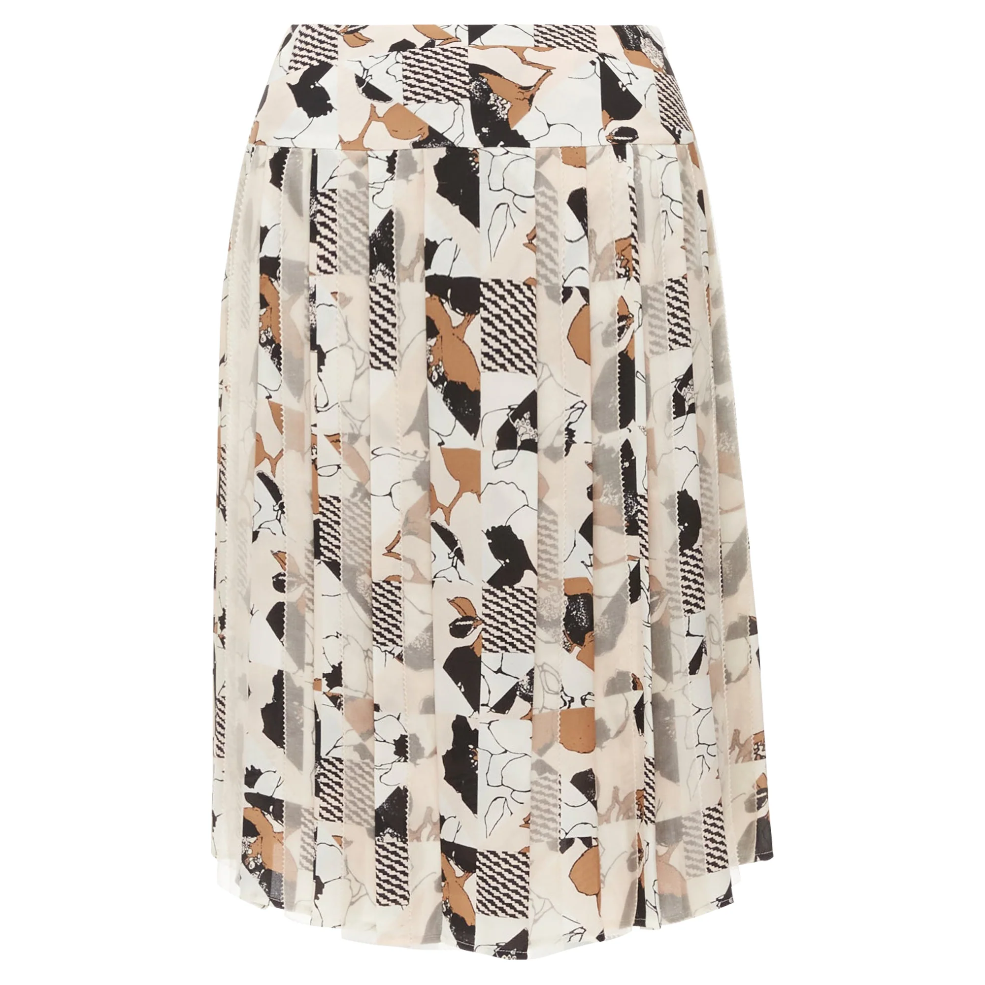 Oscar De La Renta Geometric Floral Print Pleated Skirt
