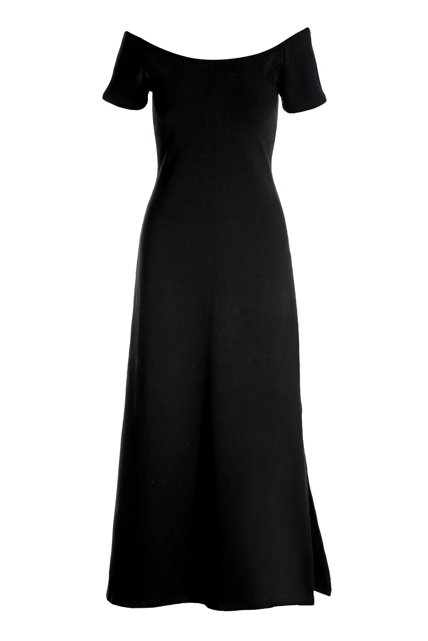 Off The Shoulder Short Sleeve Maxi Dress Black