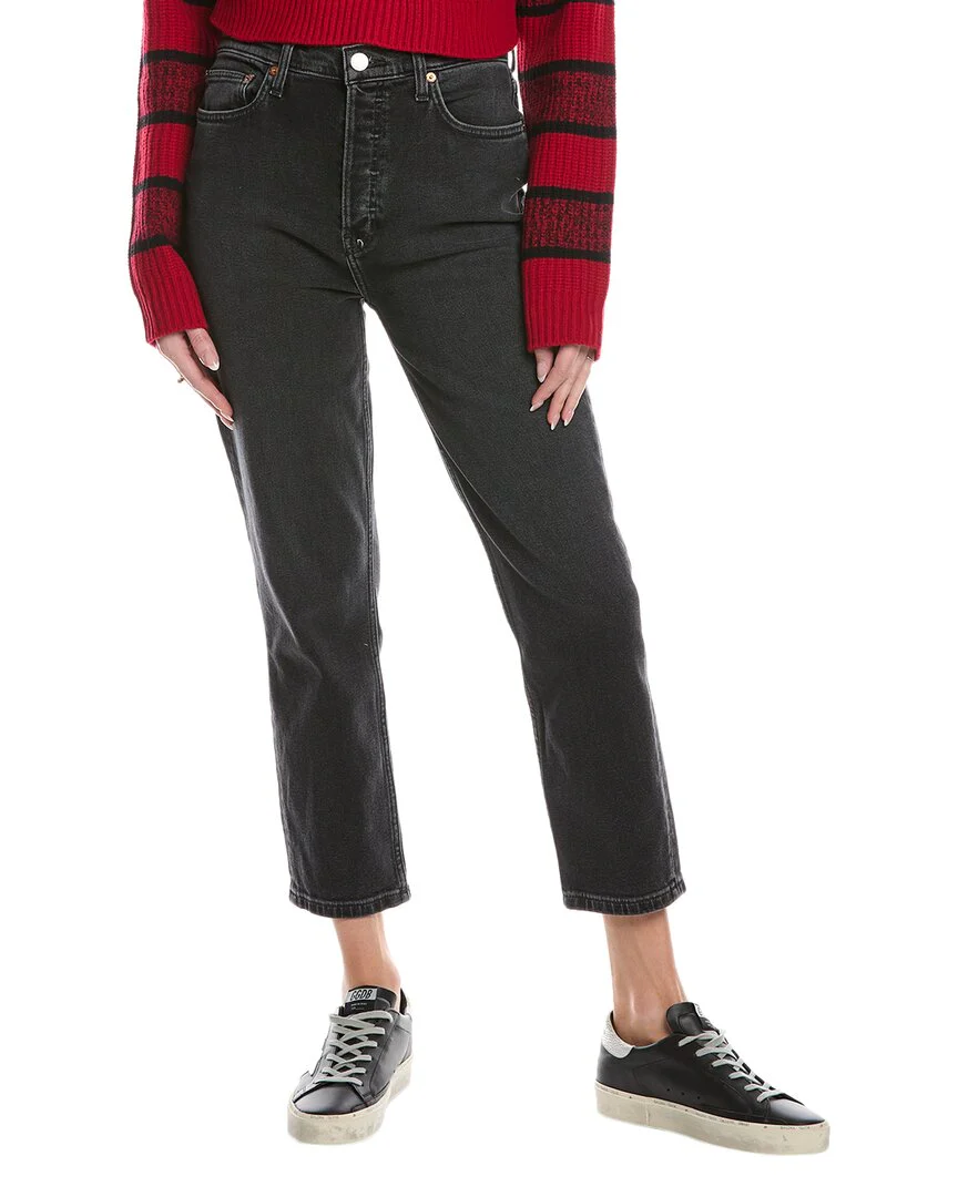 RE/DONE 90's High-Rise Washed Noir Ankle Crop Jean