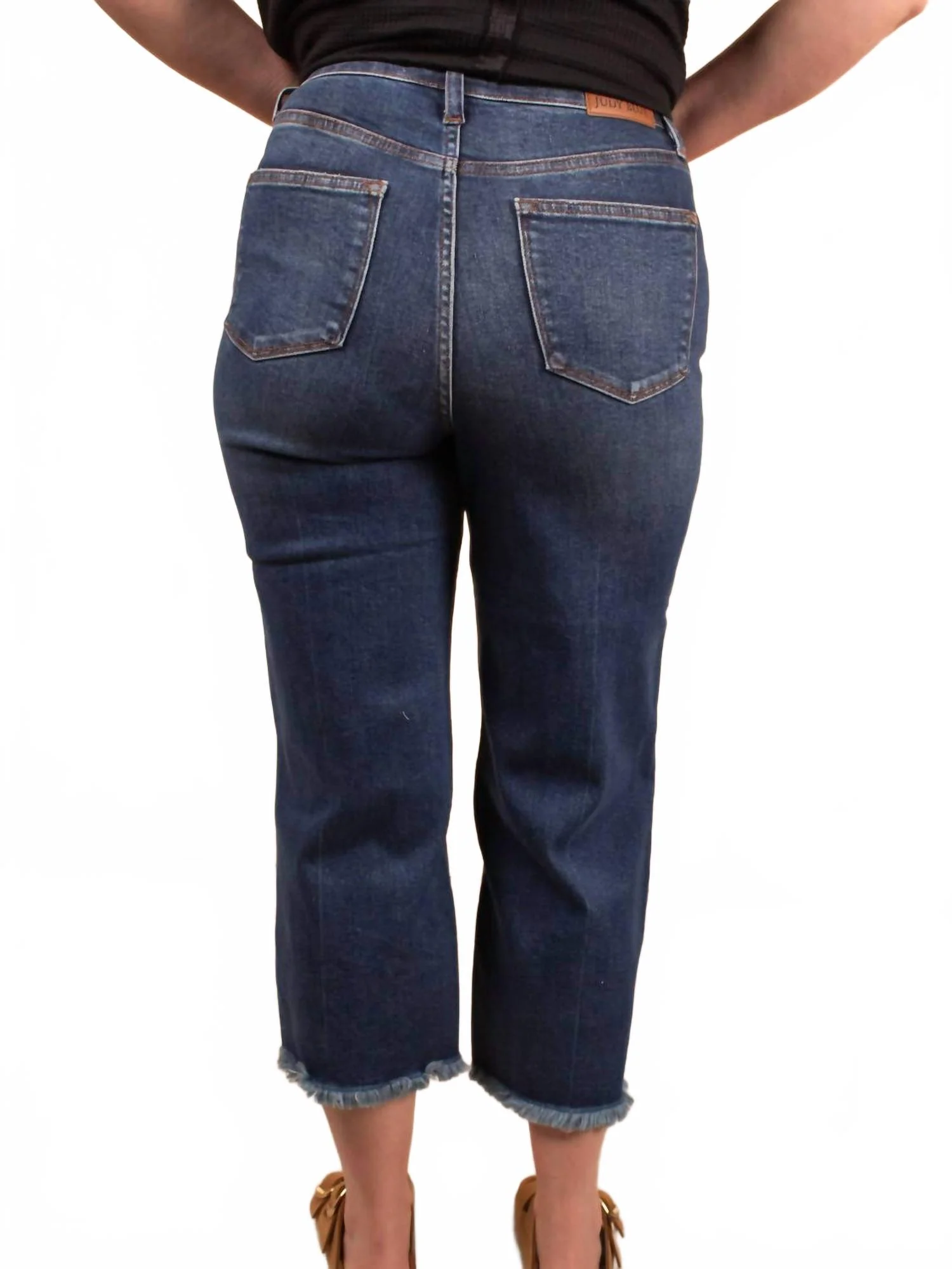 Women's Button Fly Destroy Jeans In Blue