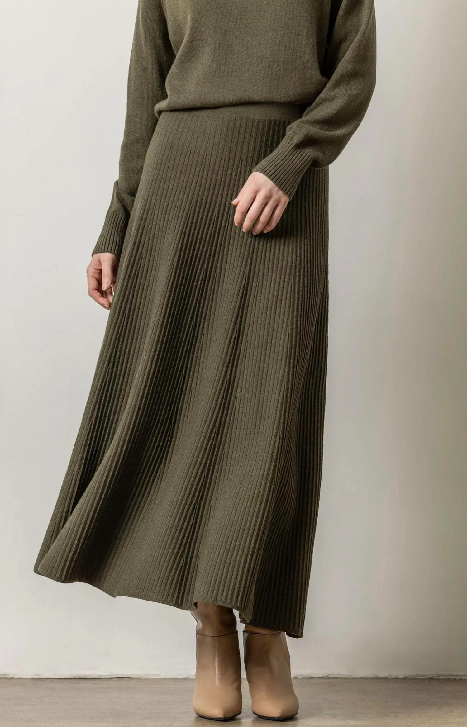 Flared Sweater Skirt In Loden