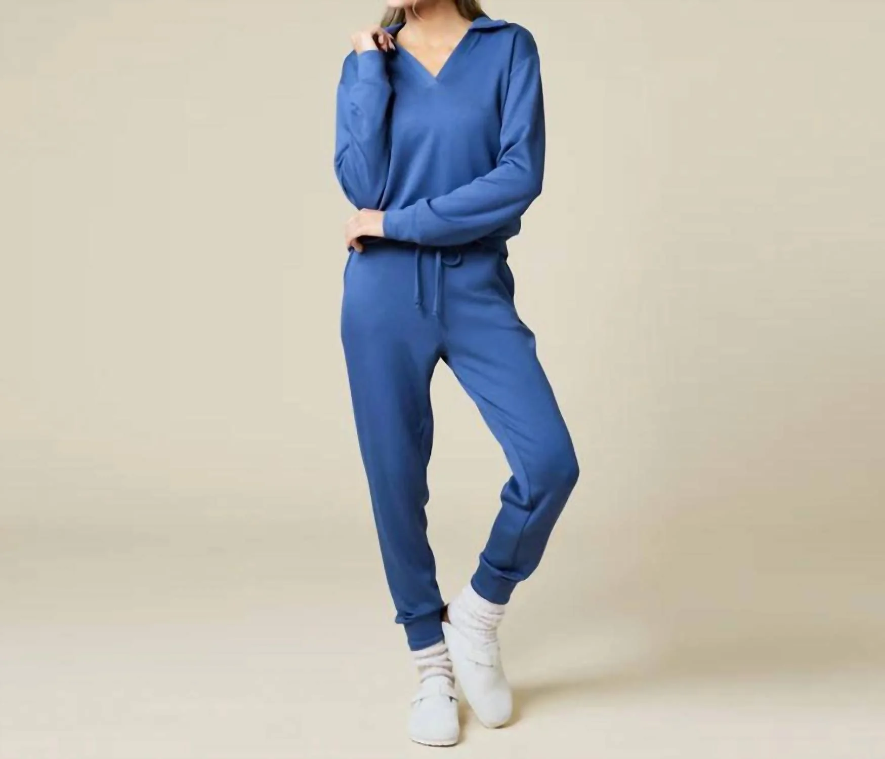 Dreamtech Johnny Collar Lounge Set In Indigo