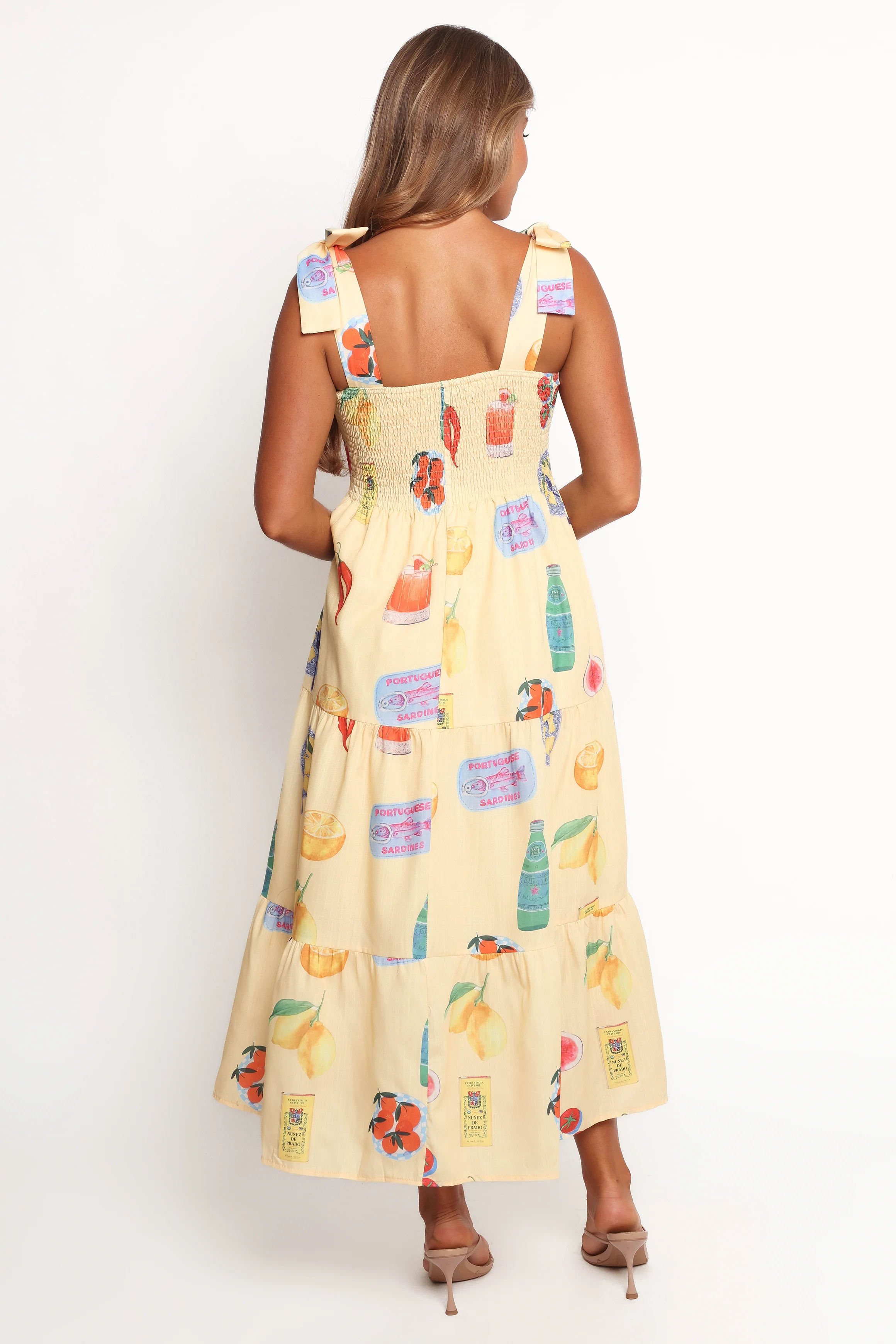 Sarelle Midi Dress - Yellow Pasta Print