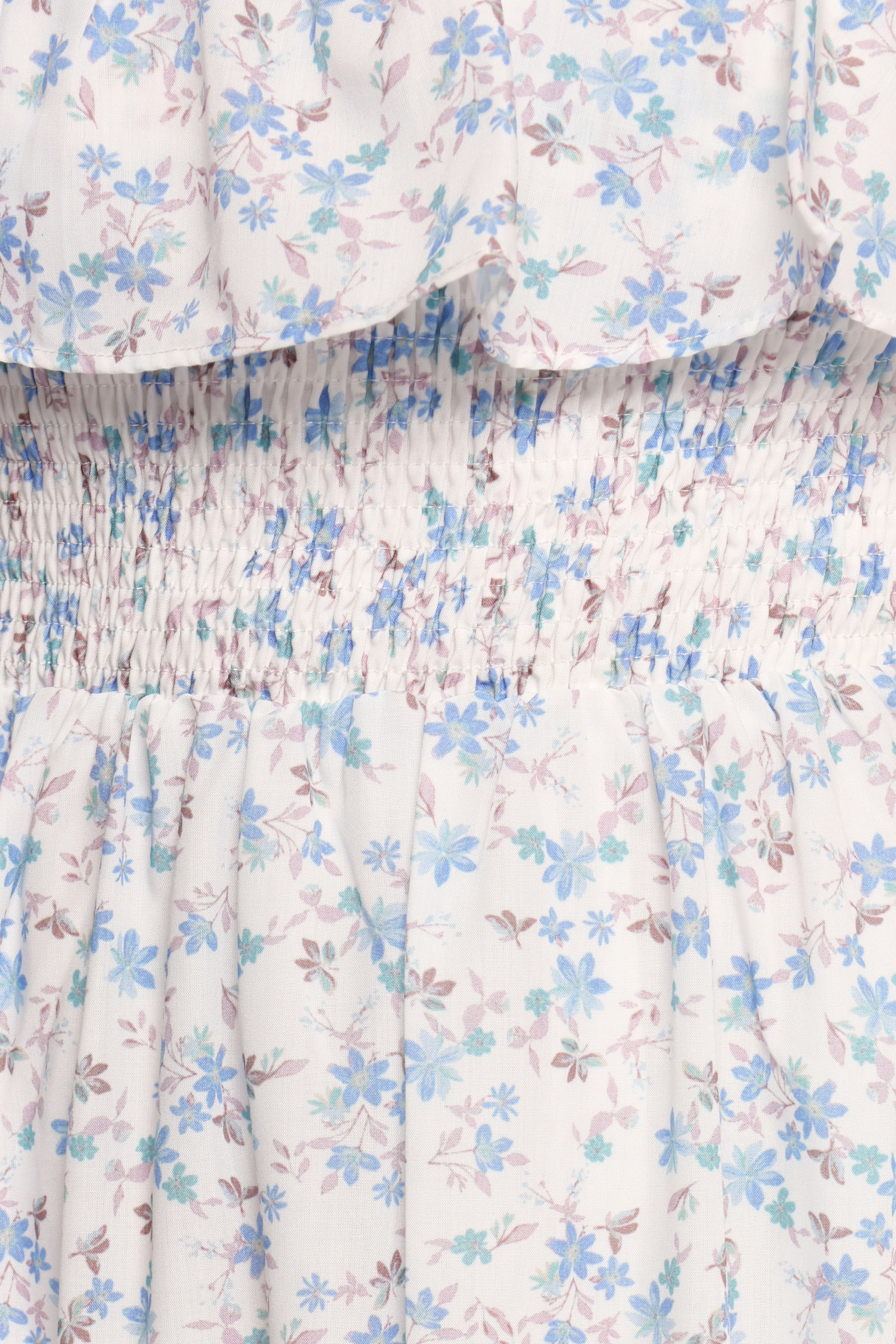 Priscilla Strapless Midi Dress - Blue Floral