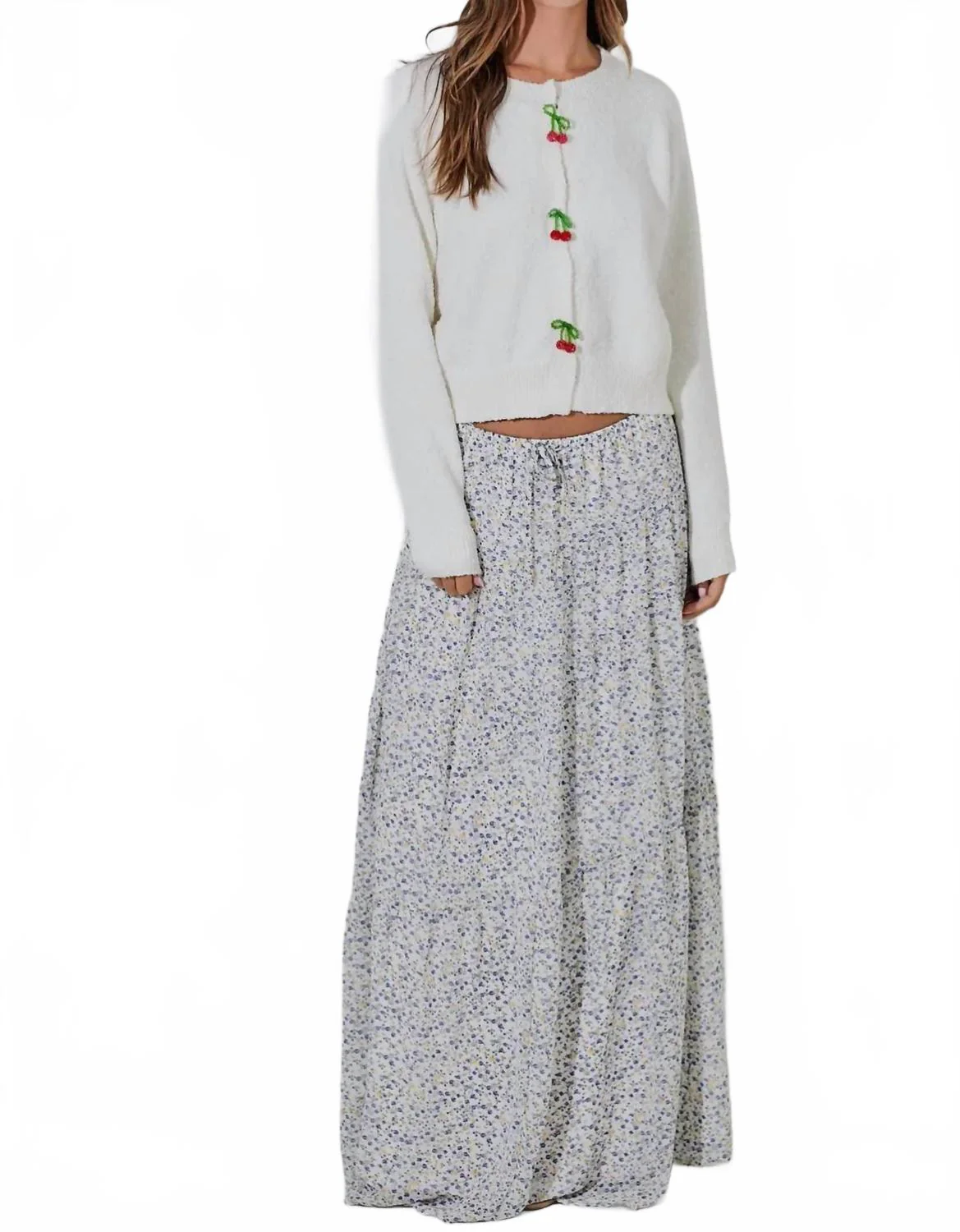 Ditsy Floral Maxi Skirt In Multi