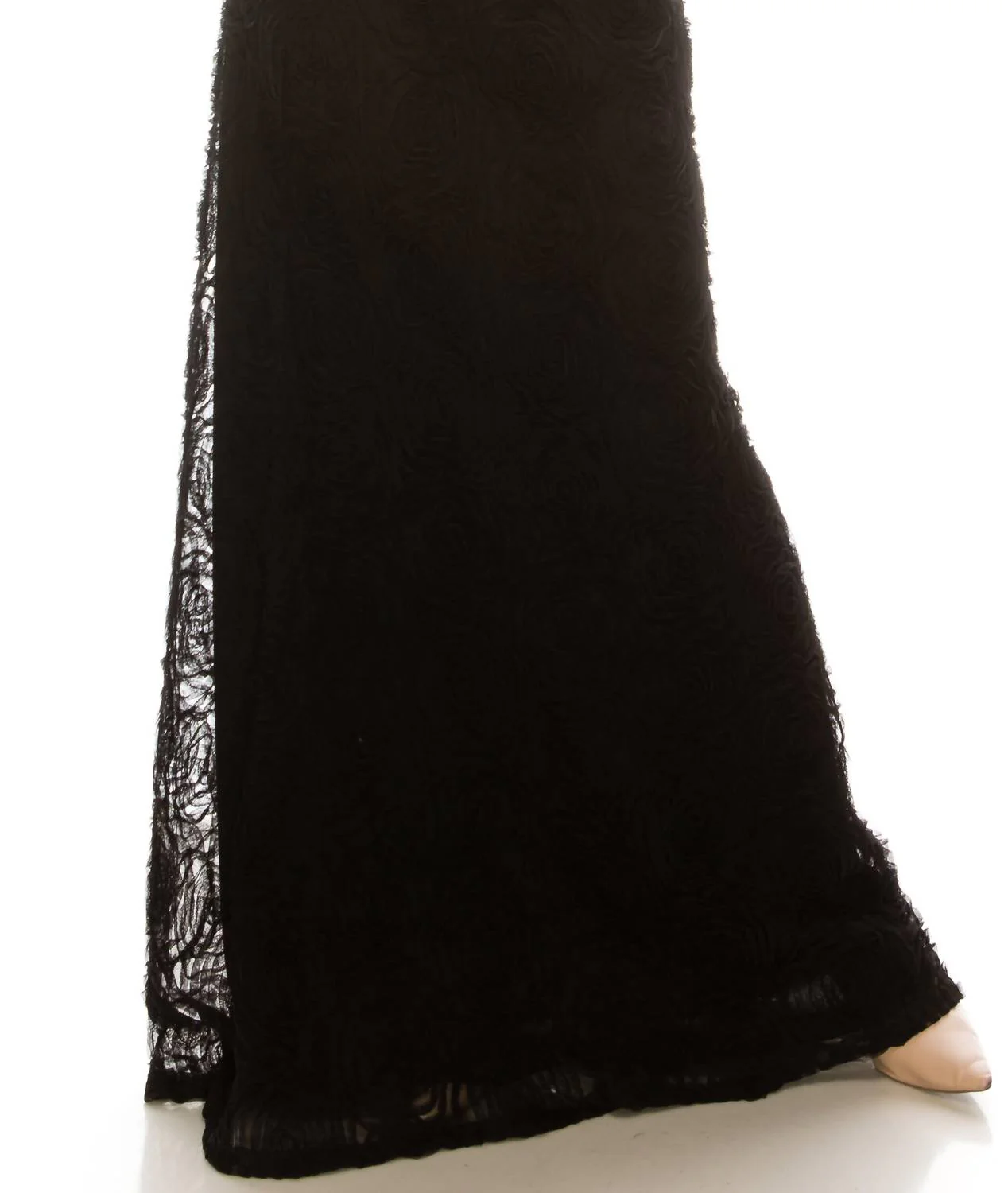 High Waisted Rosette A-Line Skirt In Black