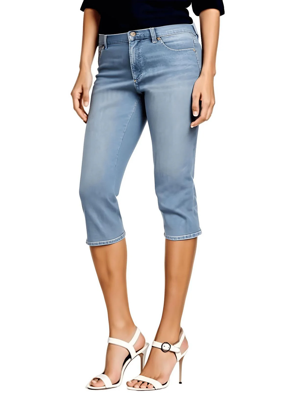 Plus Womens Capr High Rise Capri Jeans