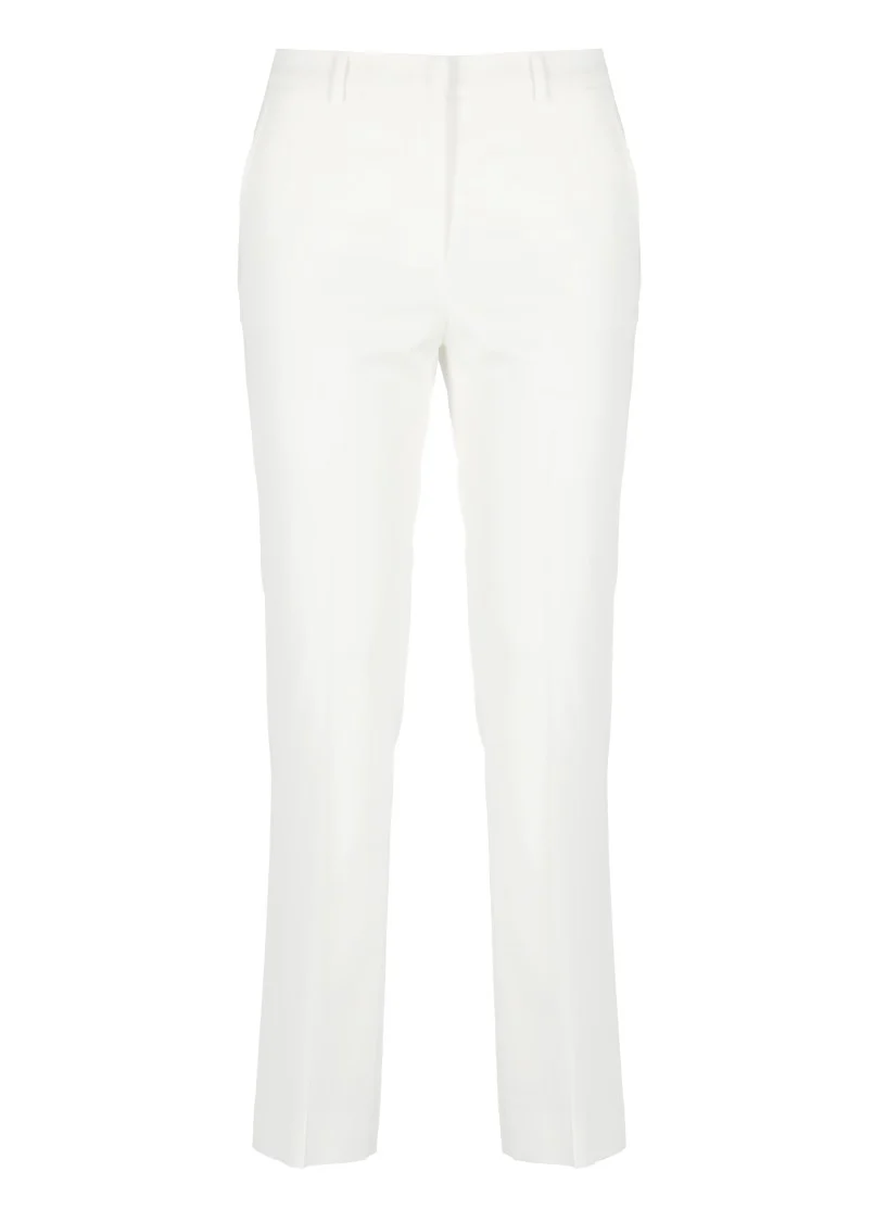 White Viscose Pants With Tailored Design