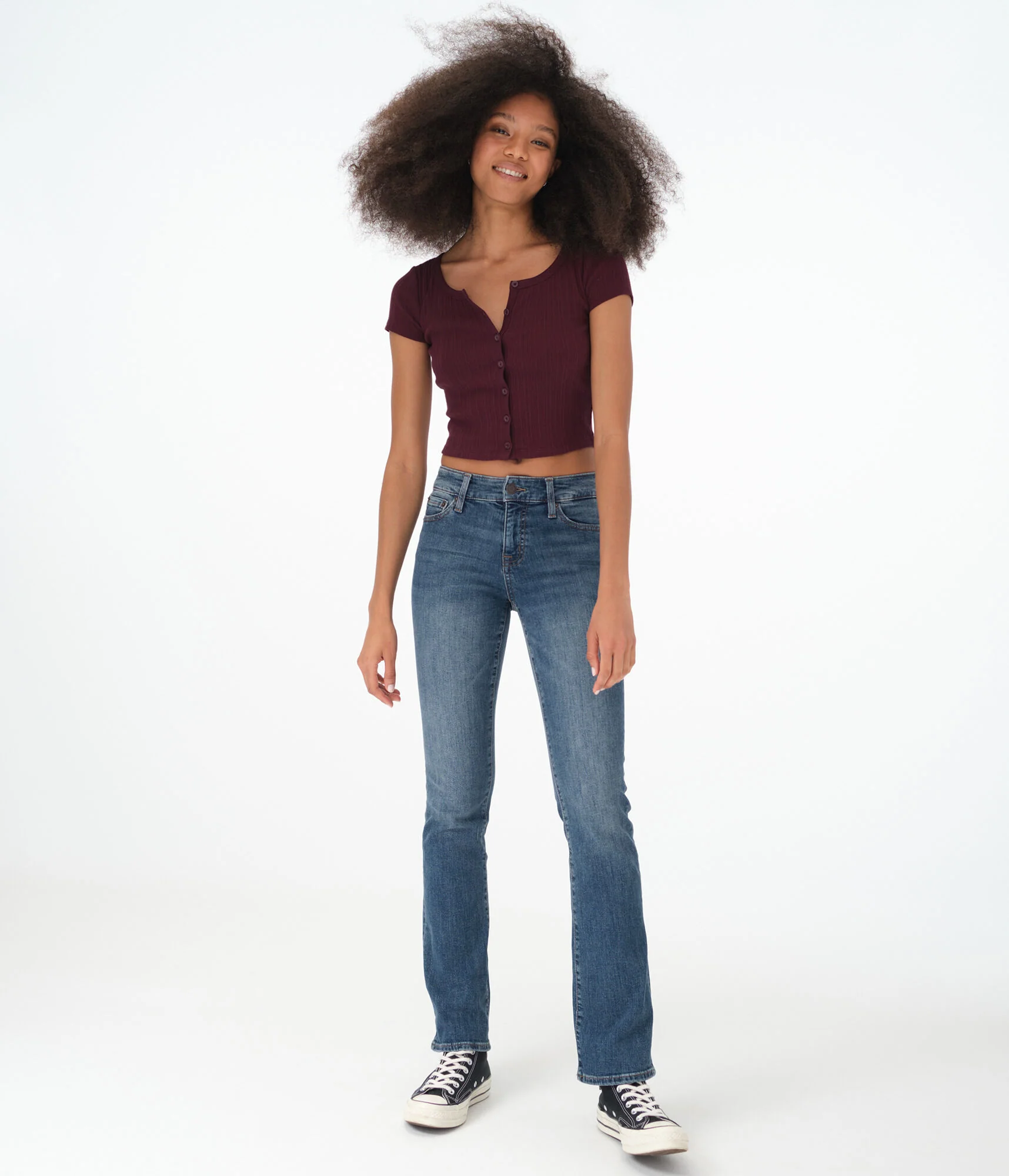 Aeropostale Women's Premium Seriously Stretchy Mid-Rise Bootcut Jean