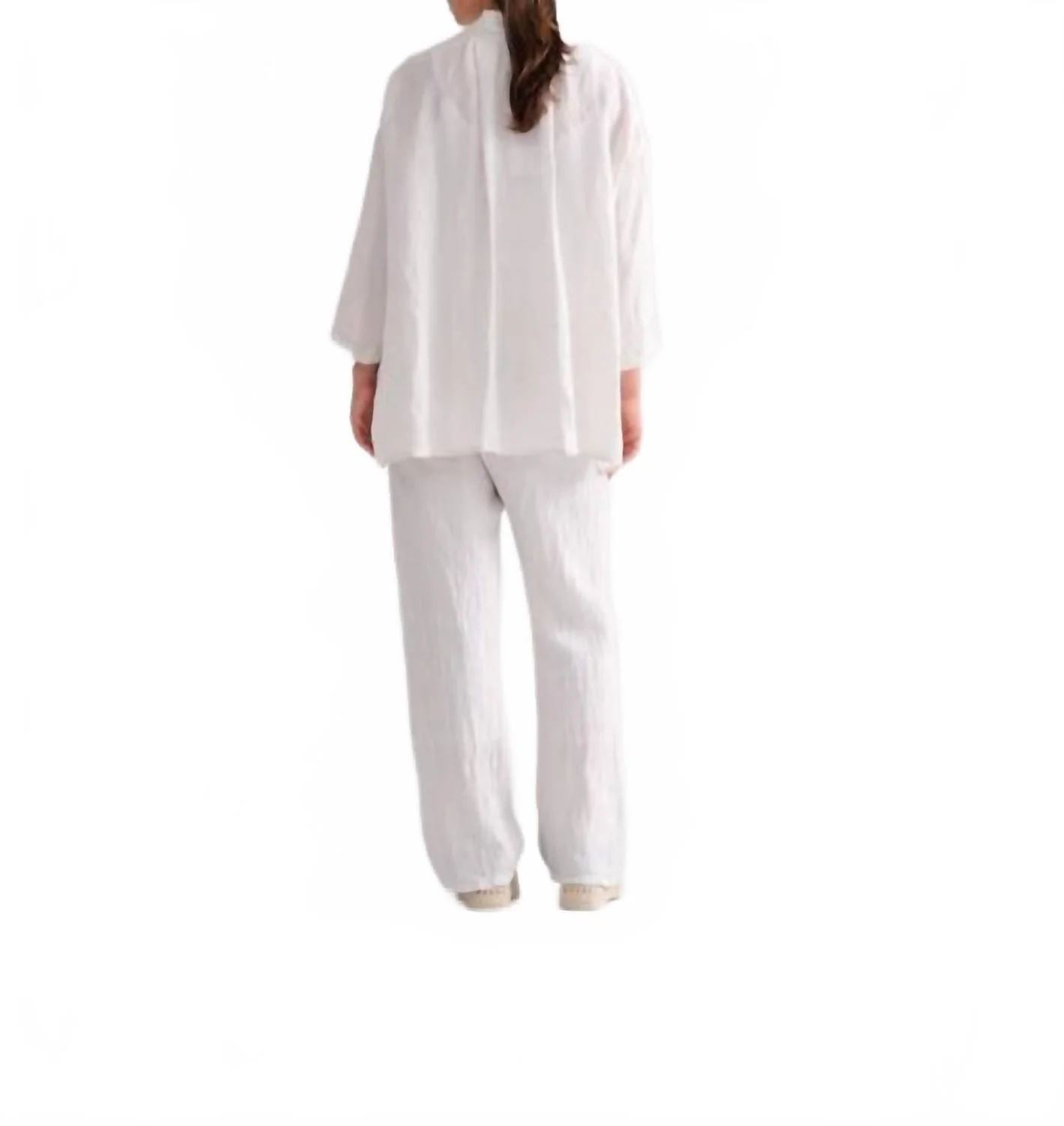 Wide Leg Linen Pant In Chalk