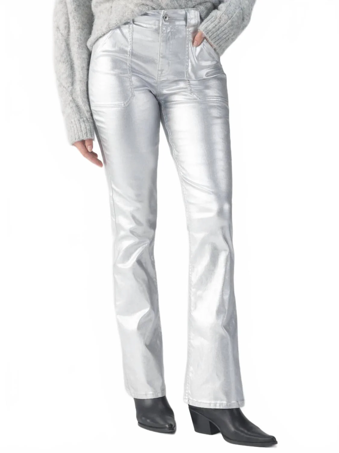 Metallic Hayden Bootcut Pant In Silver