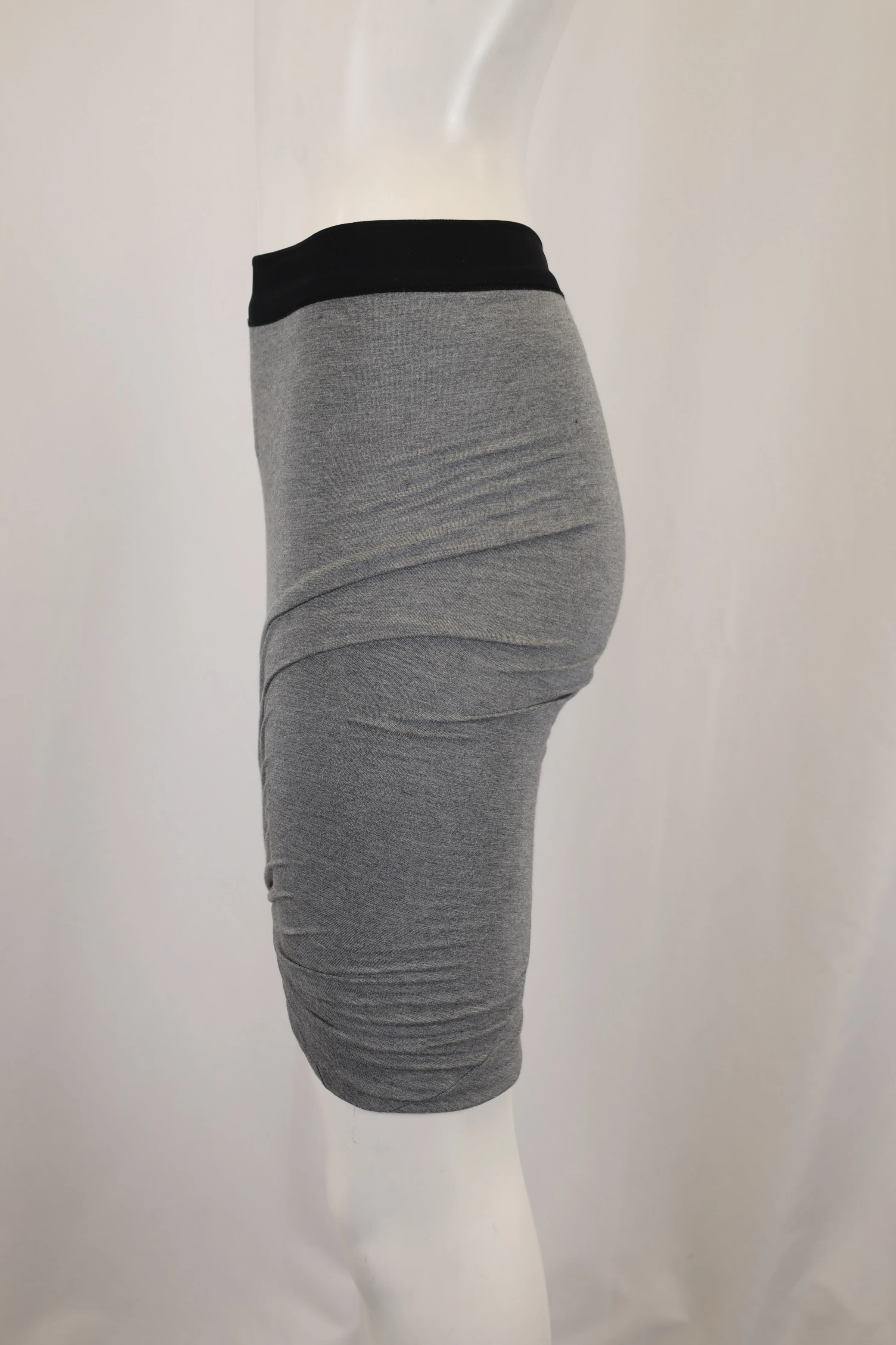 T by Alexander Wang Asymmetric Bodycon Skirt in Grey Cotton