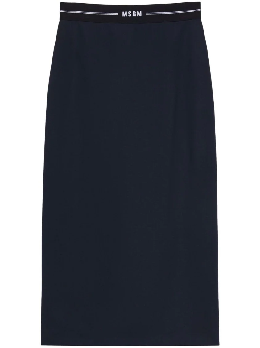 Navy Blue Wool Skirt