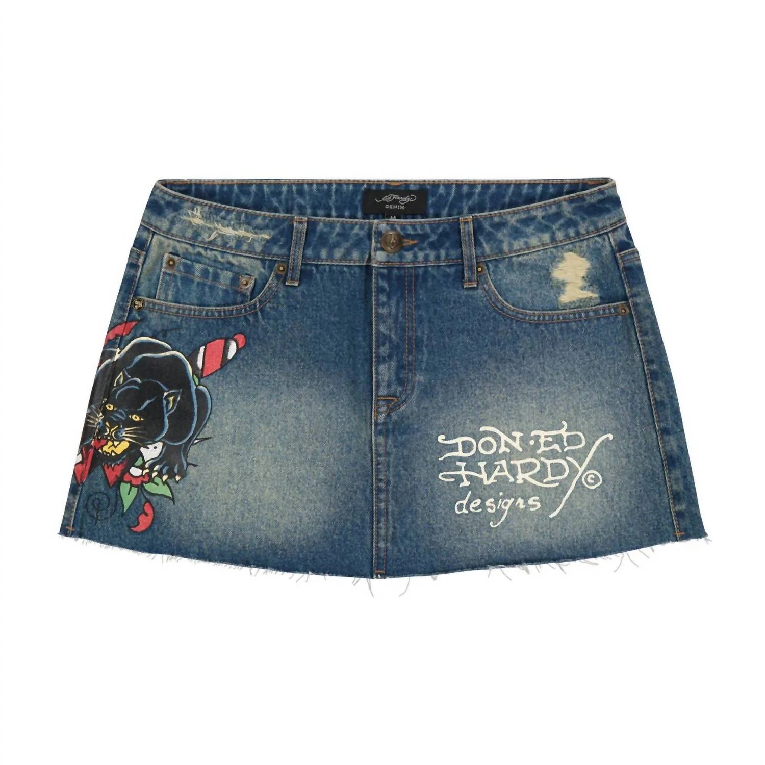 Women's Panther Dagger Denim Mini Skirt In Medium Wash