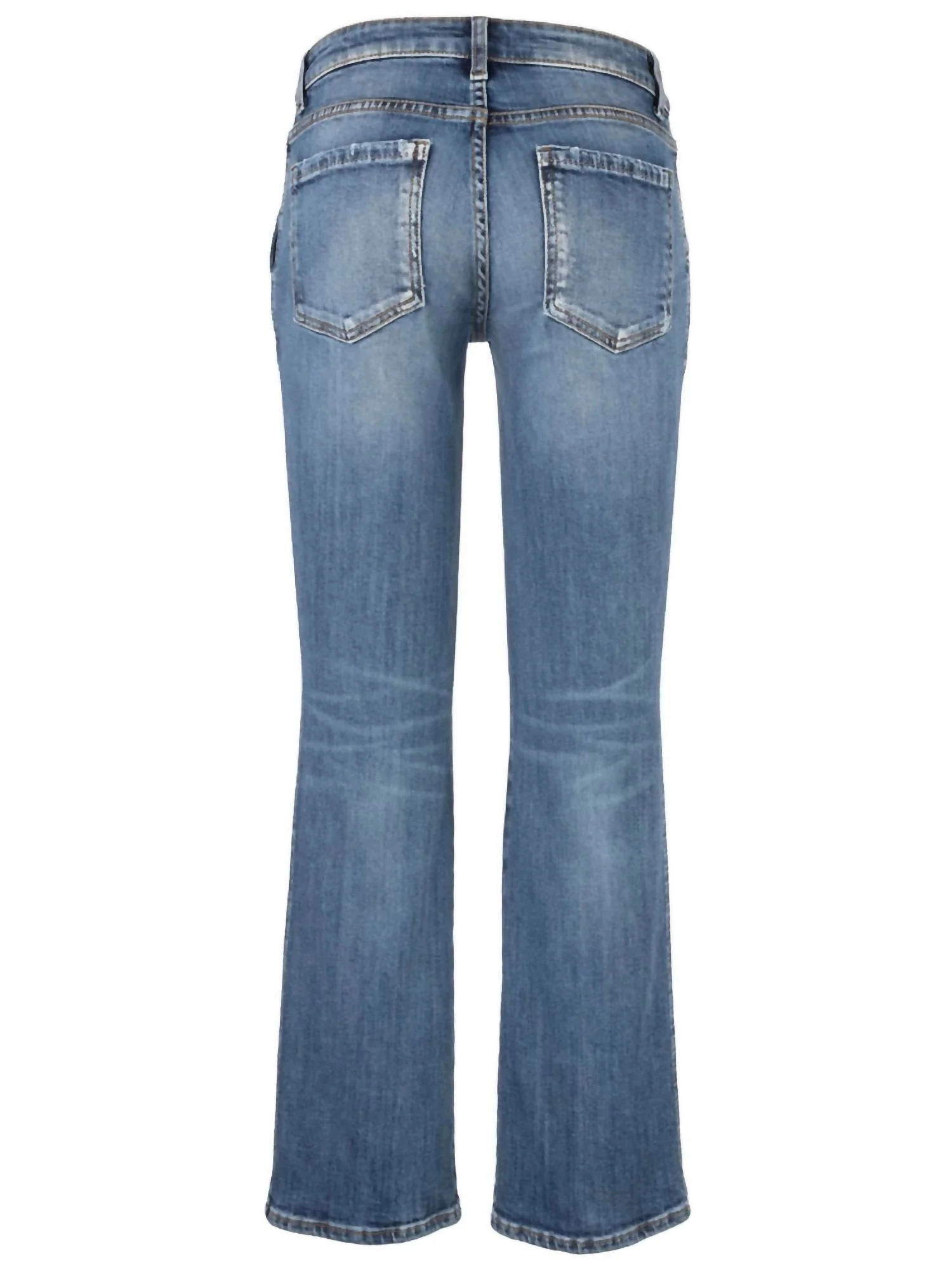 Kelsey Mid Rise Ankle Flare Regular Hem Slash Pkt In Dark Base Wash