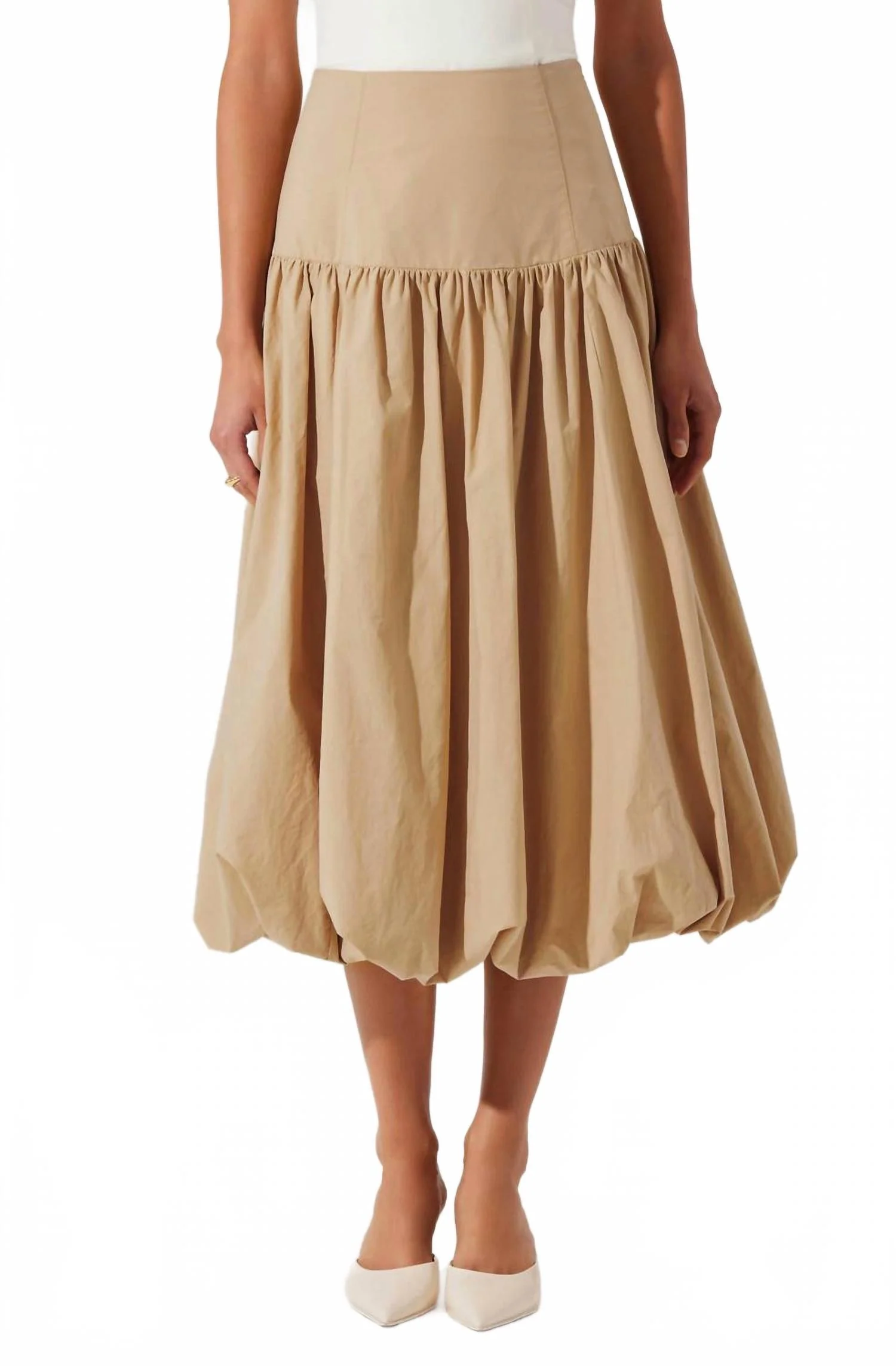 Laryn Drop Waist Bubble Skirt In Tan