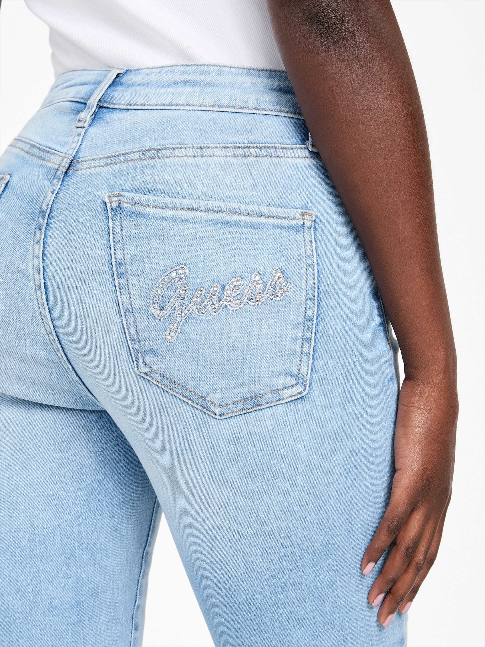 Eco Serena Mid-Rise Bling Pocket Skinny Jeans