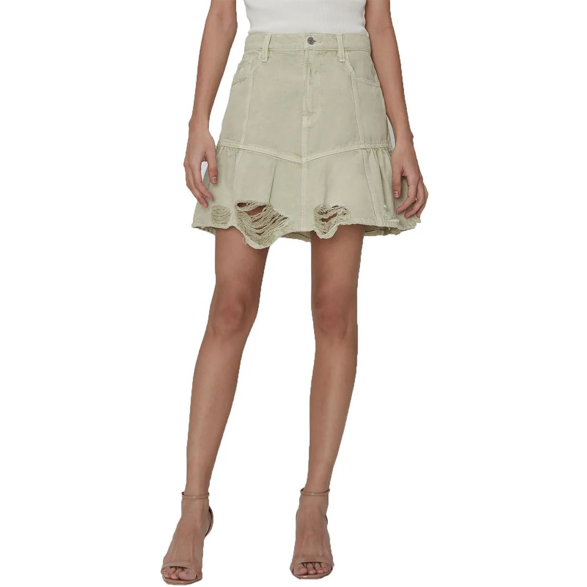 Womens Distressed Denim Mini Skirt