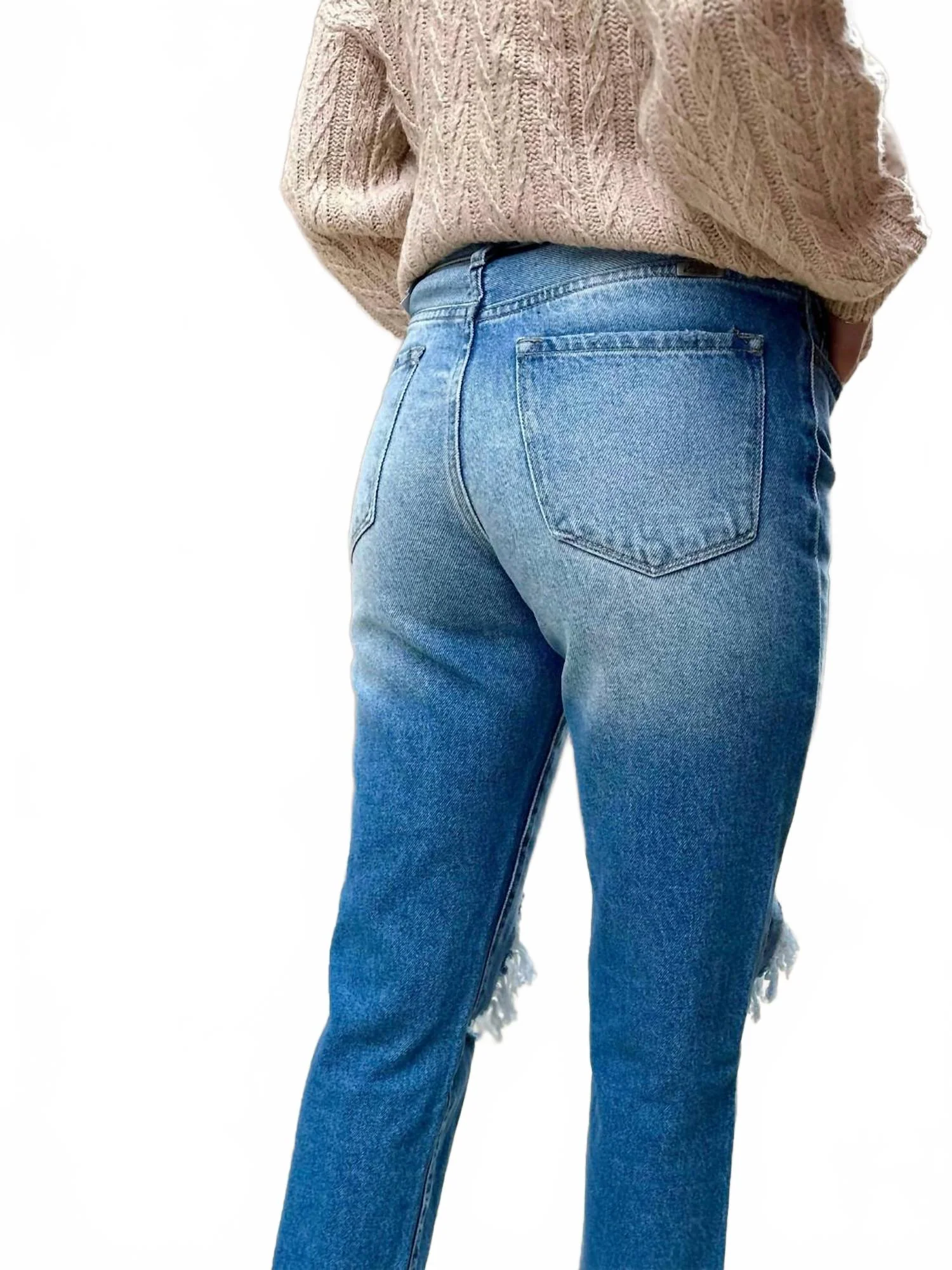 Selena High Rise Mom Jeans In Blue