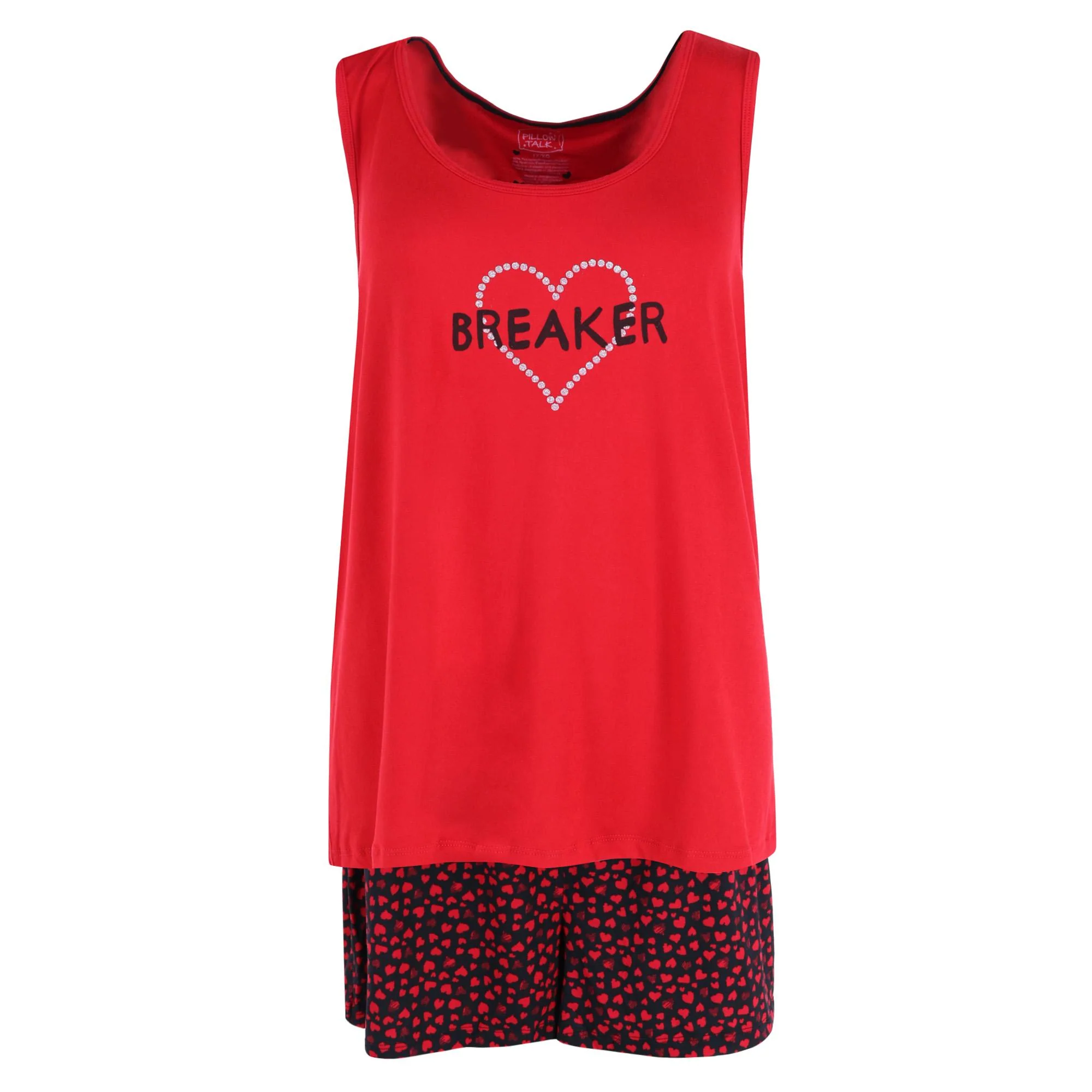 Women's Plus Size Heart Breaker Tank and Short Set with Eye Mask