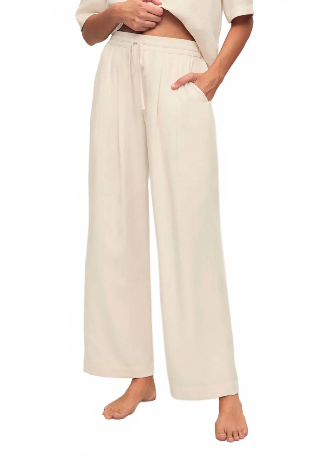 Tencel Woven Relaxed Pant In Ecru