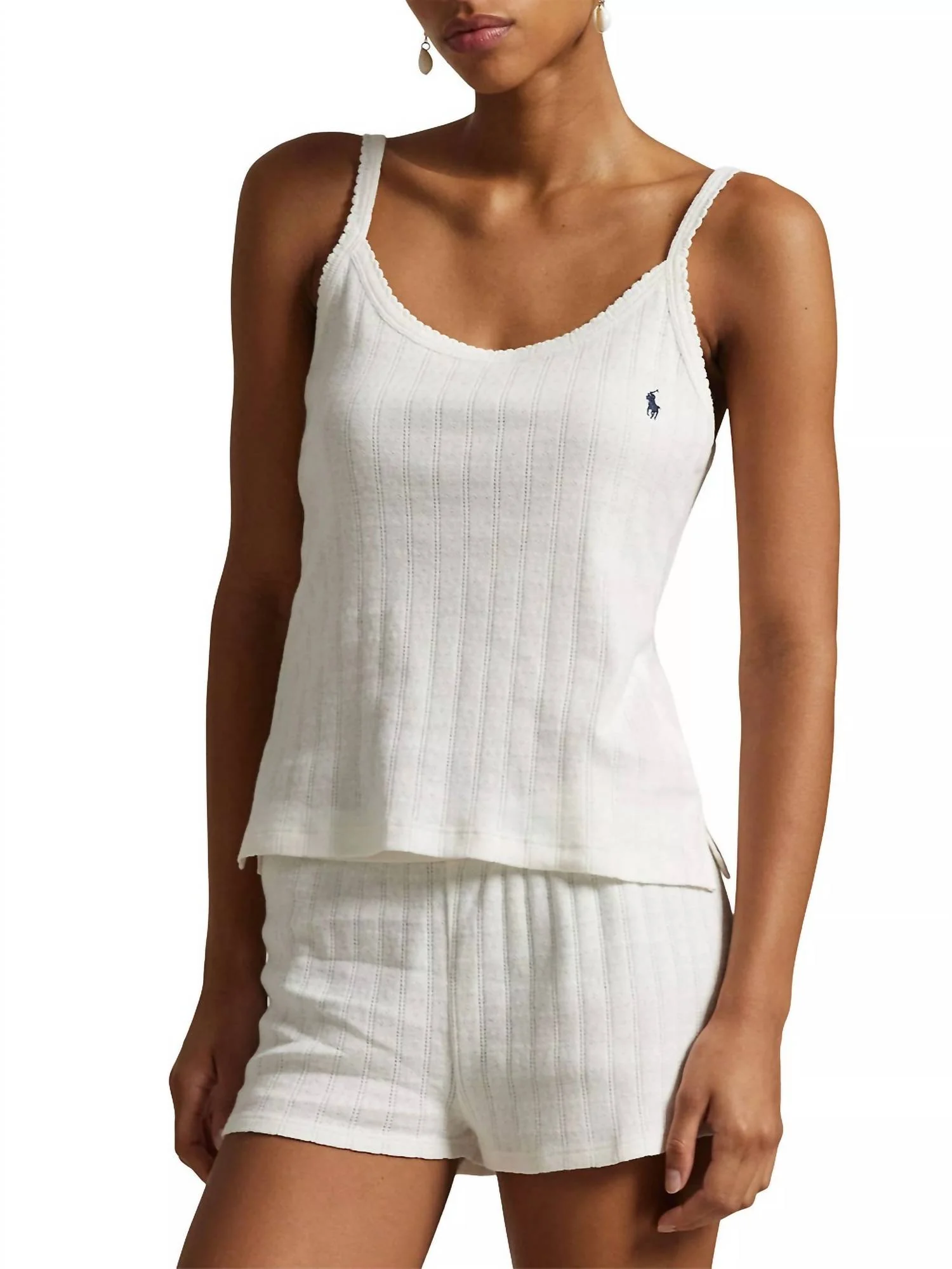 Pointelle Tank Boxer Pajamas In Egret