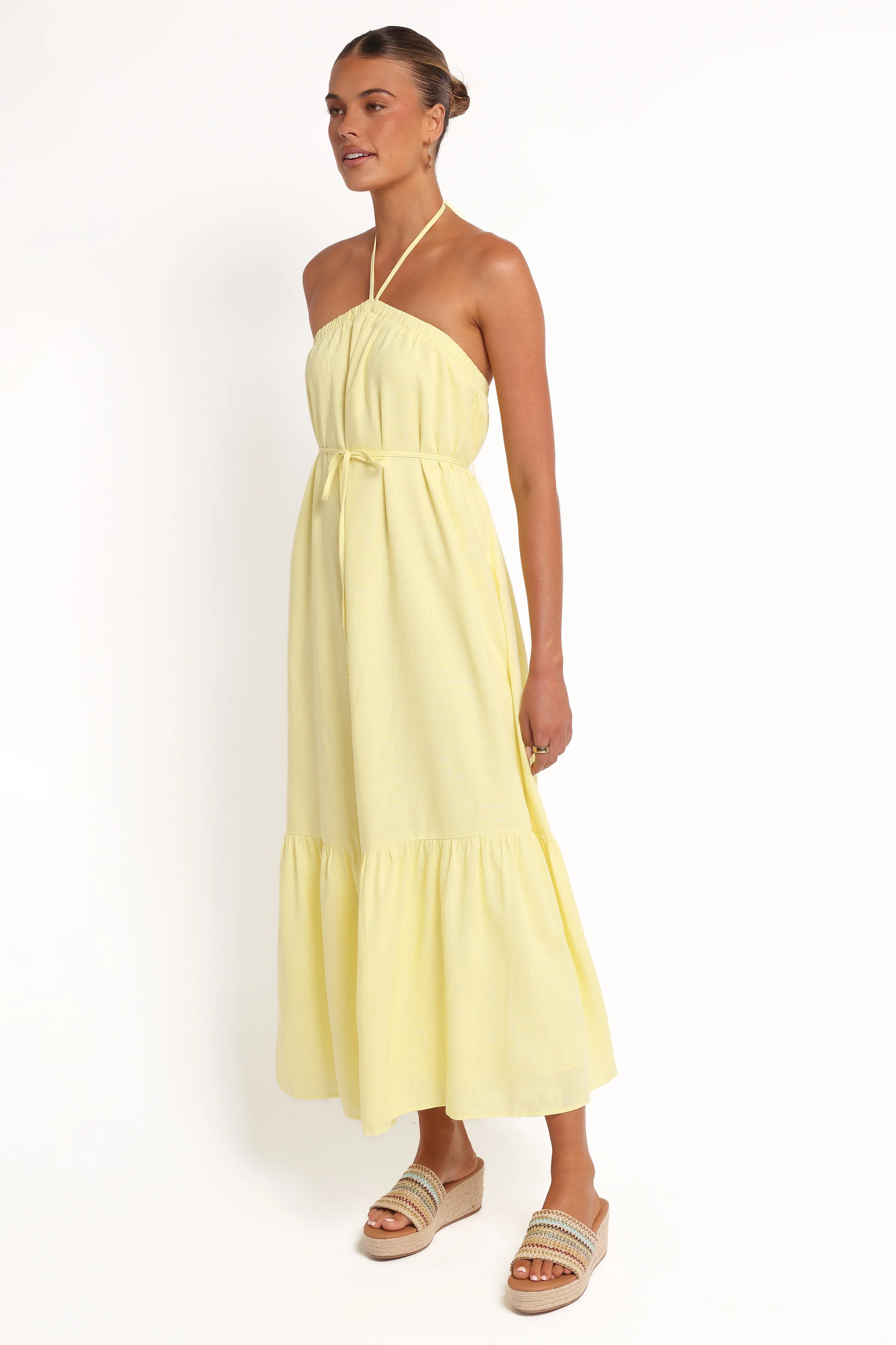 View Halterneck Maxi Dress - Lemon