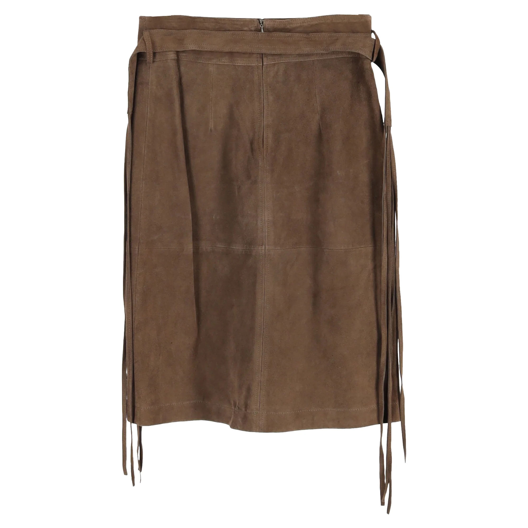 Vanessa Bruno Slit Detail Skirt in Brown Suede
