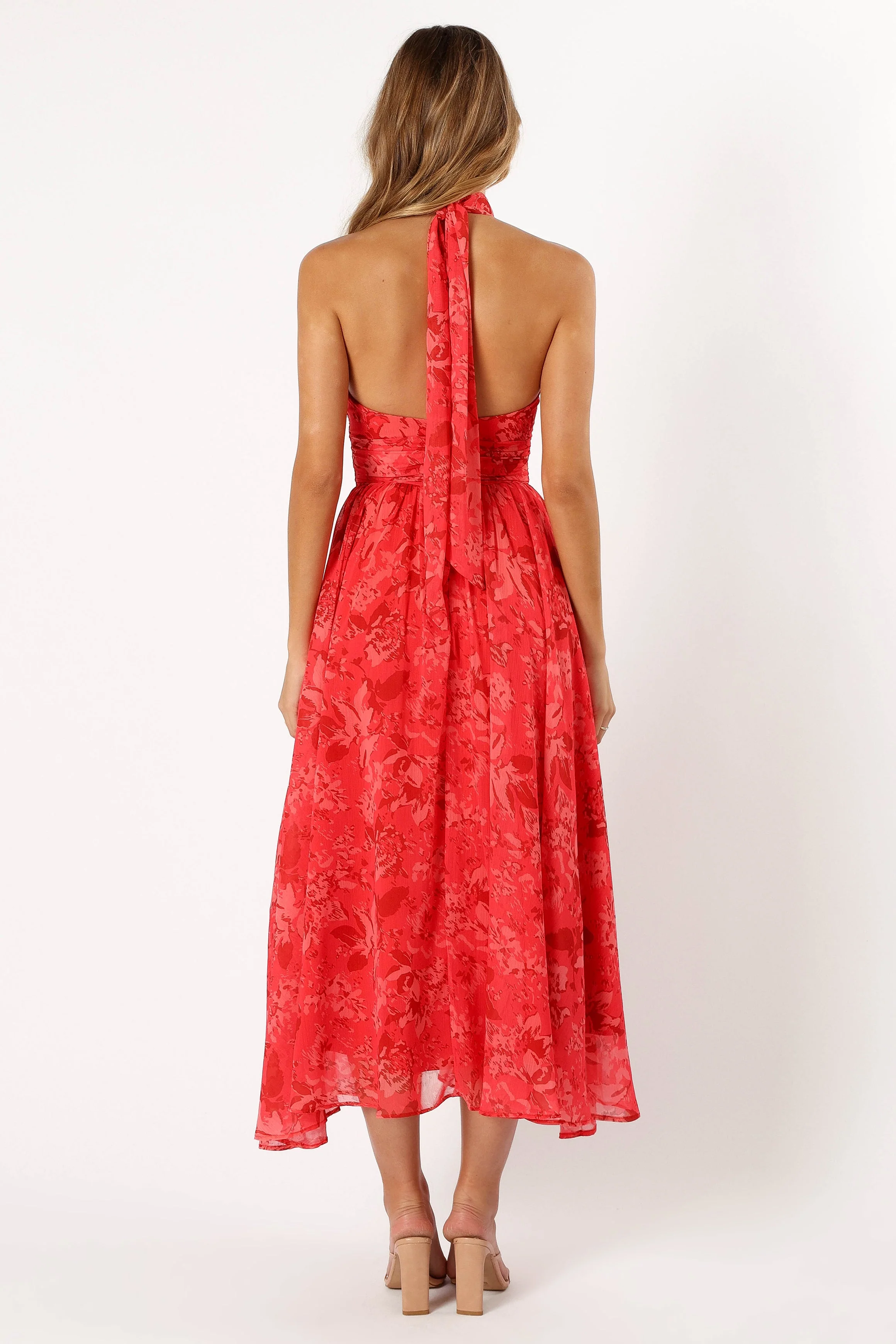 Primrose Halterneck Maxi Dress - Red Floral
