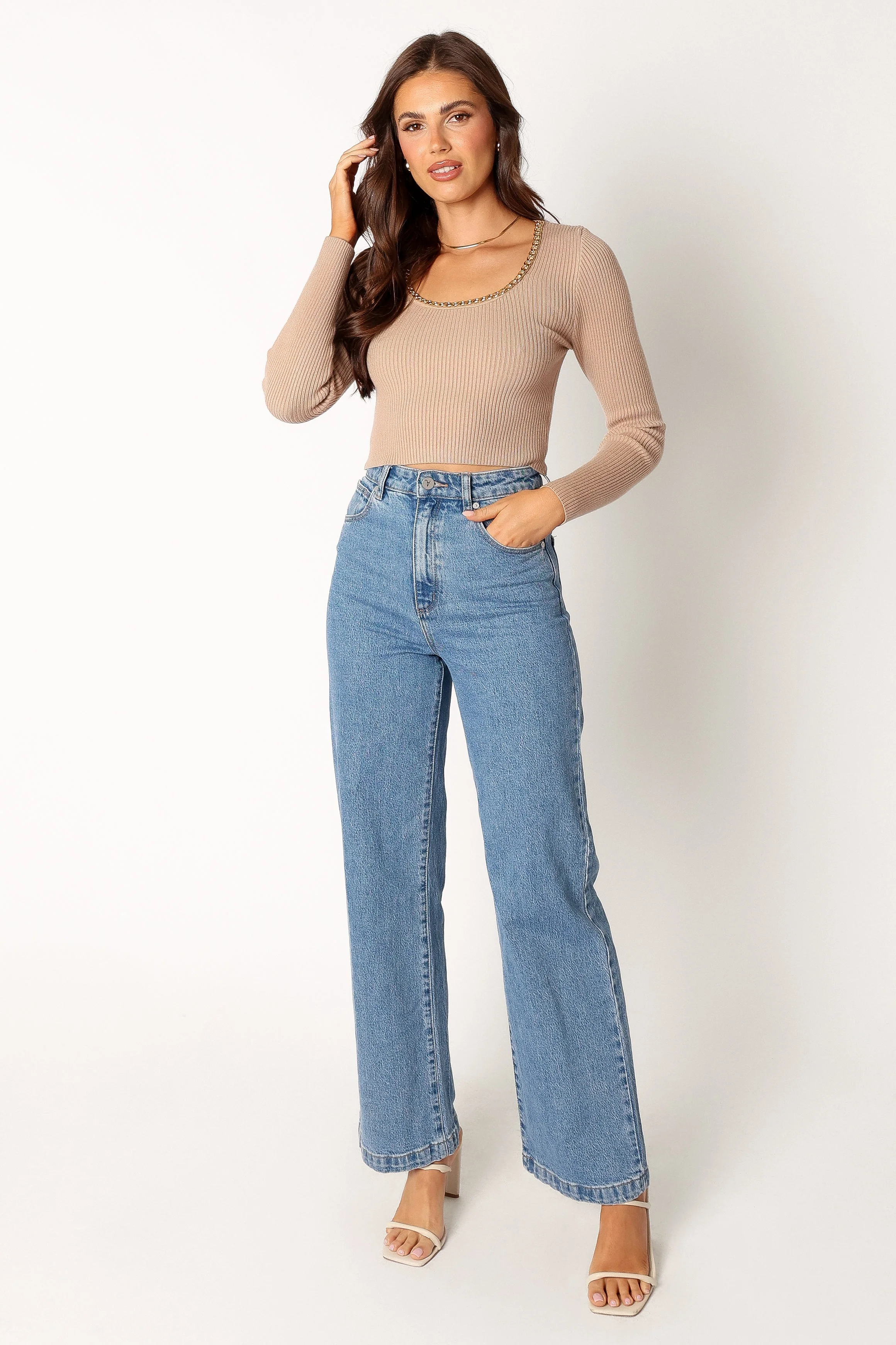 Wells Long Sleeve Knit Top - Taupe