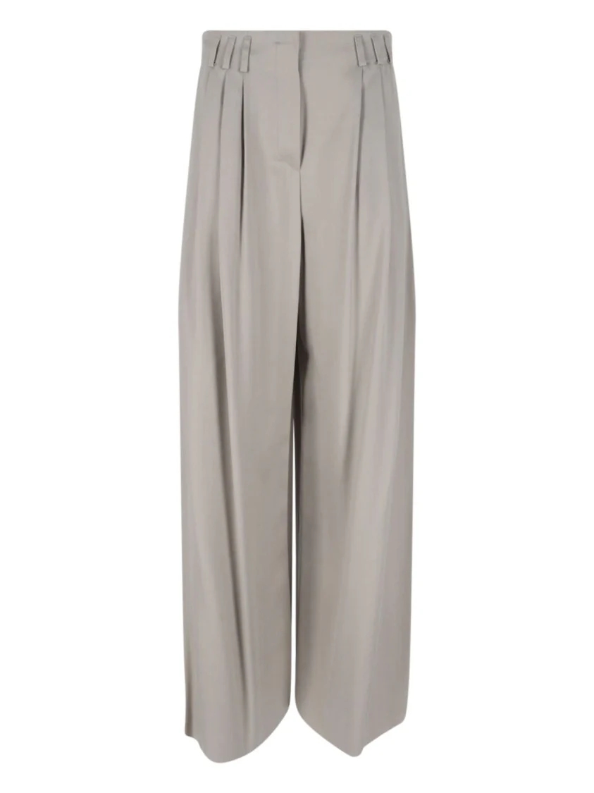 High-Waisted Wide-Leg Trousers With Front Pleats