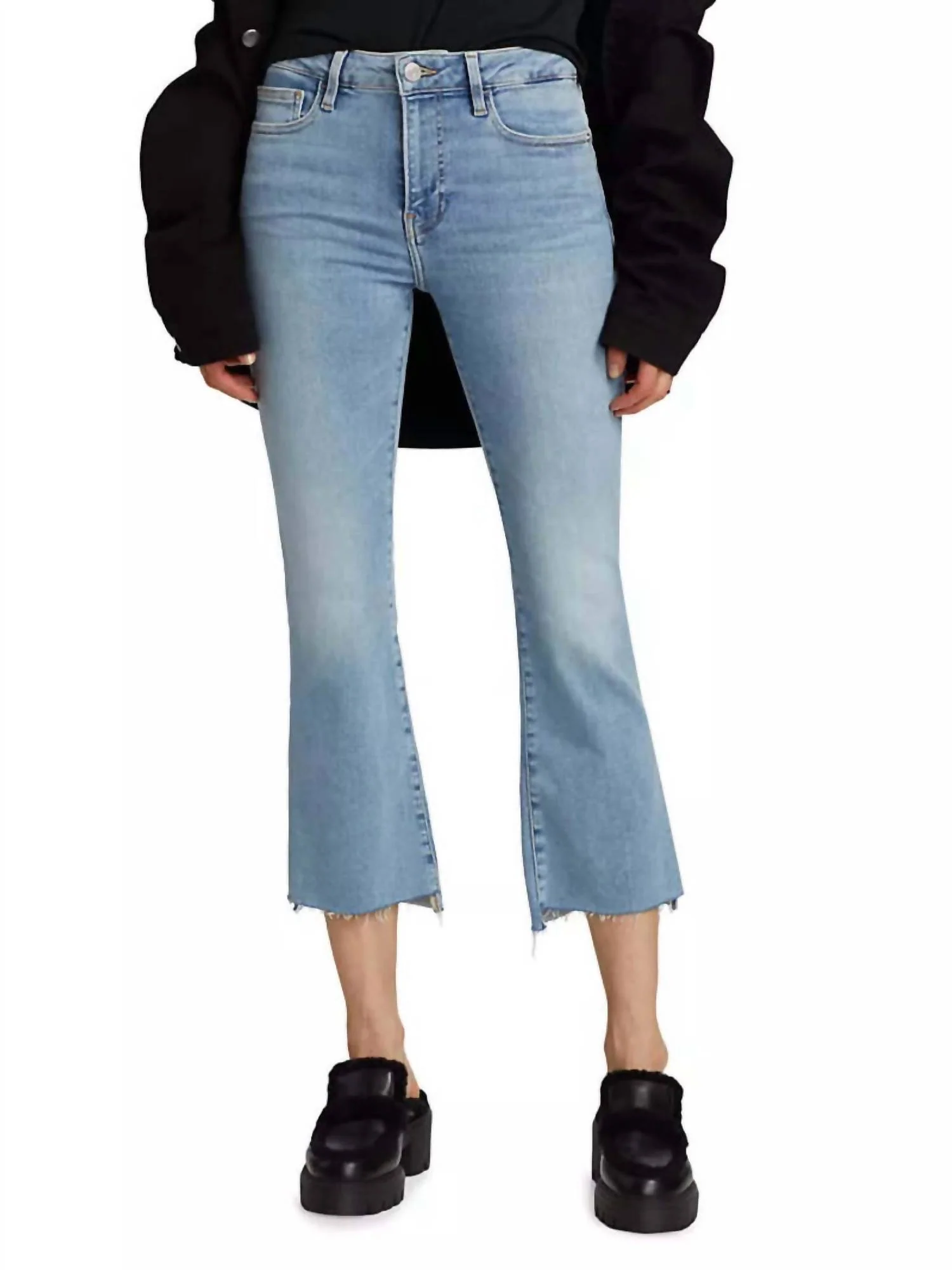 Le Crop Mini Boot Step Fray Jeans In Colorado