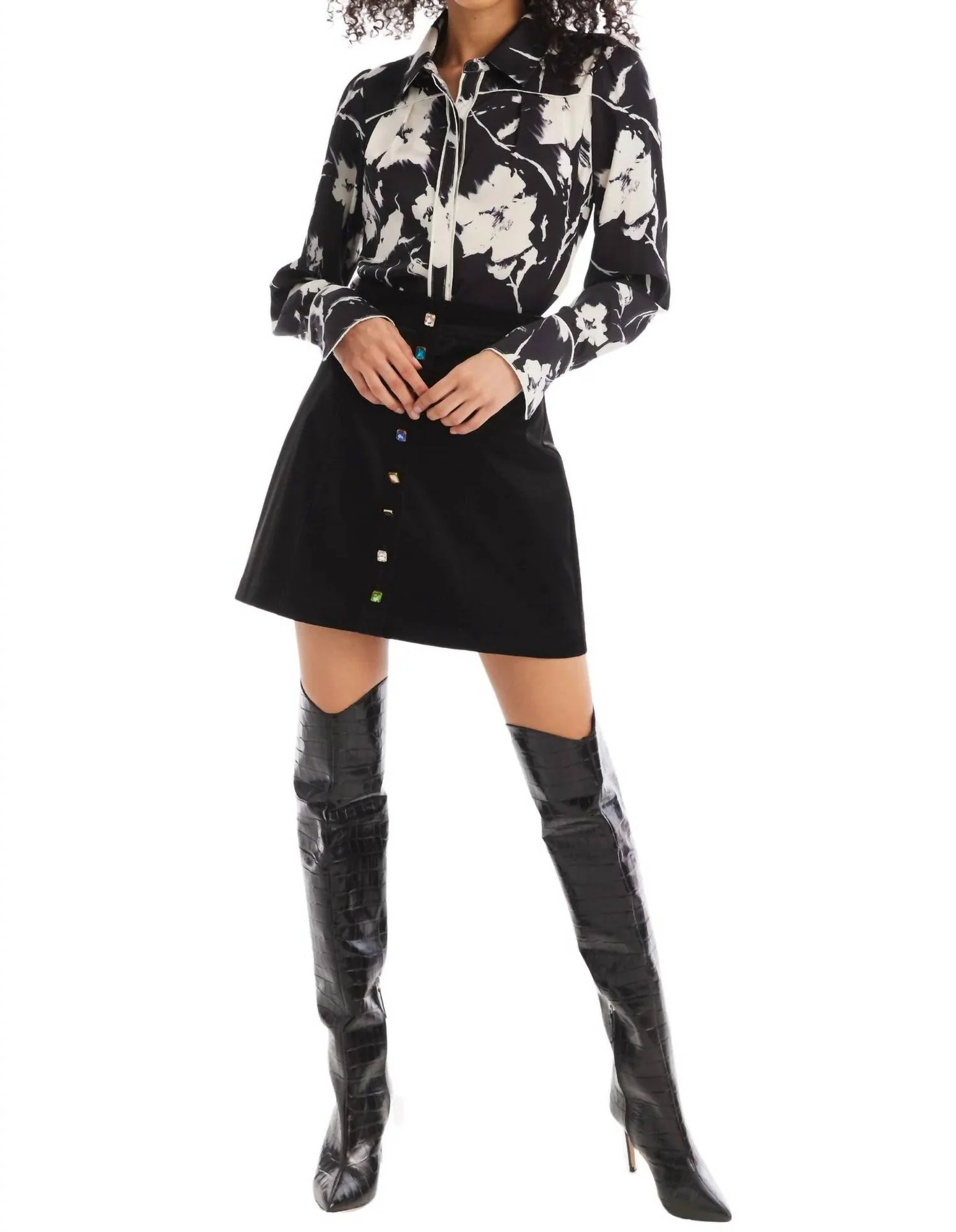 Rhinestone Mini Skirt In Black