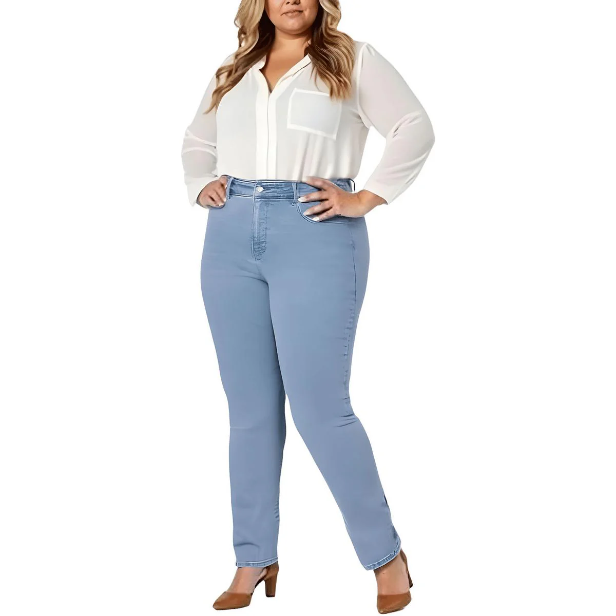 Plus Marilyn Womens Stretch Denim Straight Leg Jeans